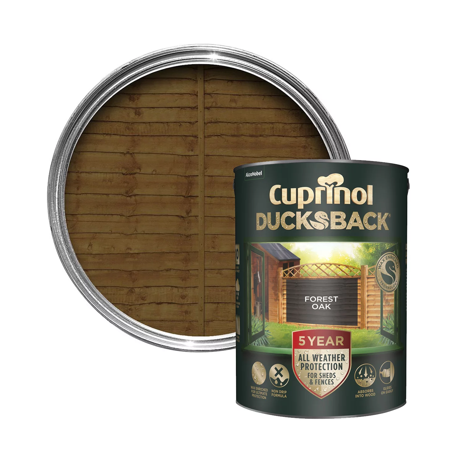Cuprinol 5 year ducksback Forest oak Fence & shed Treatment, 5L Cuprinol 5 Year Ducksback Forest Oak Fence & Shed Treatment, 5L -Trade Point Sale Shop cuprinol 5 year ducksback forest oak fence shed treatment 5l5010368017249 01c bq