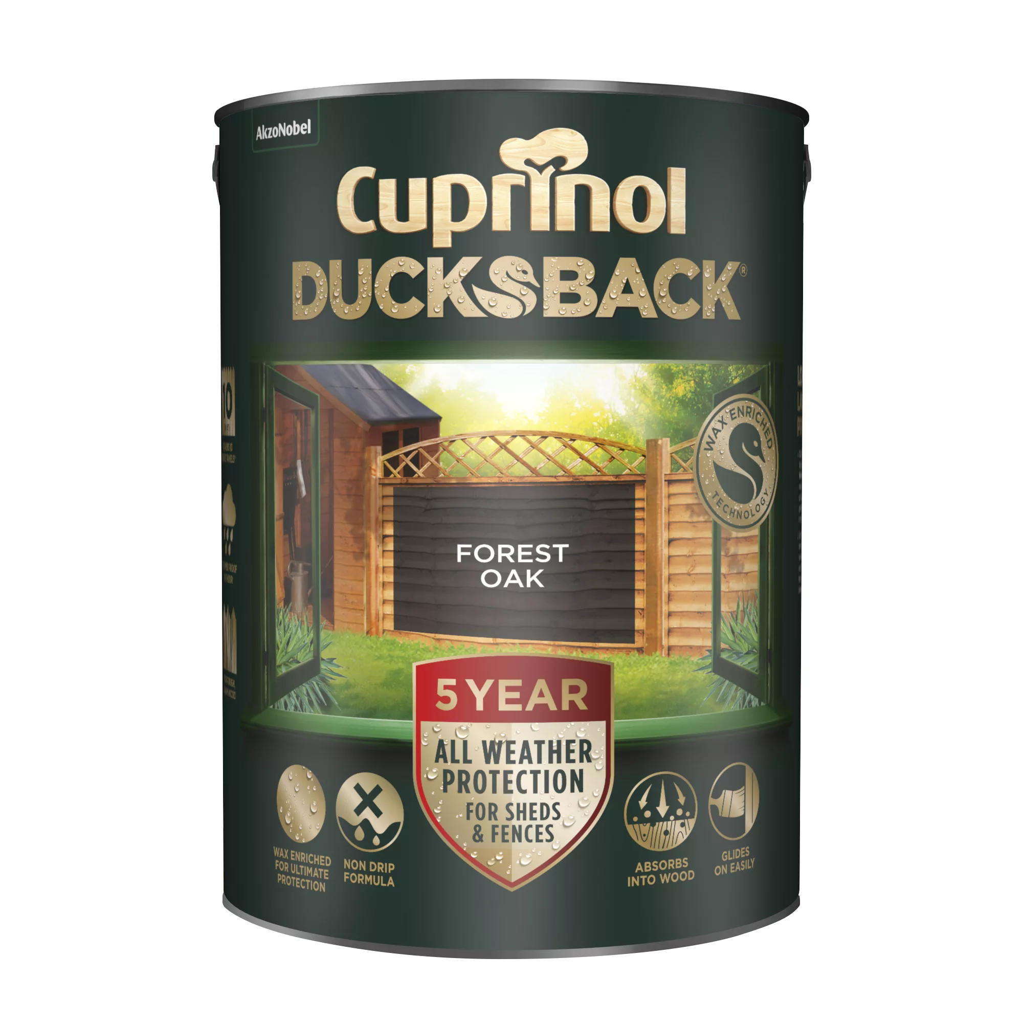 Cuprinol 5 year ducksback Forest oak Fence & shed Treatment, 5L Cuprinol 5 Year Ducksback Forest Oak Fence & Shed Treatment, 5L -Trade Point Sale Shop cuprinol 5 year ducksback forest oak fence shed treatment 5l5010368017249 04c bq