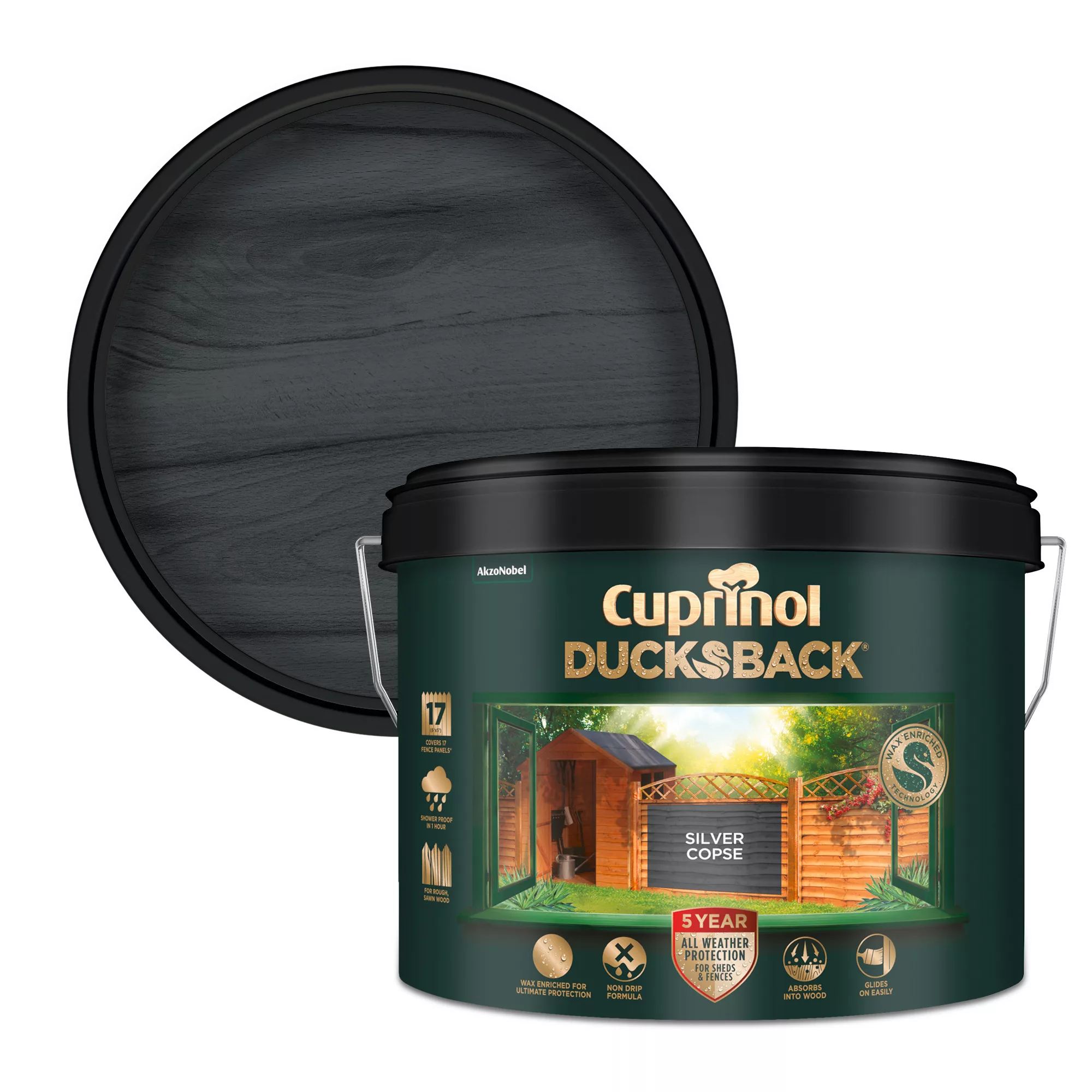 Cuprinol 5 year ducksback Silver copse Matt Exterior Wood paint, 9L Cuprinol 5 Year Ducksback Silver Copse Matt Exterior Wood Paint, 9L -Trade Point Sale Shop cuprinol 5 year ducksback silver copse matt exterior wood paint 9l5010212621486 02c bq