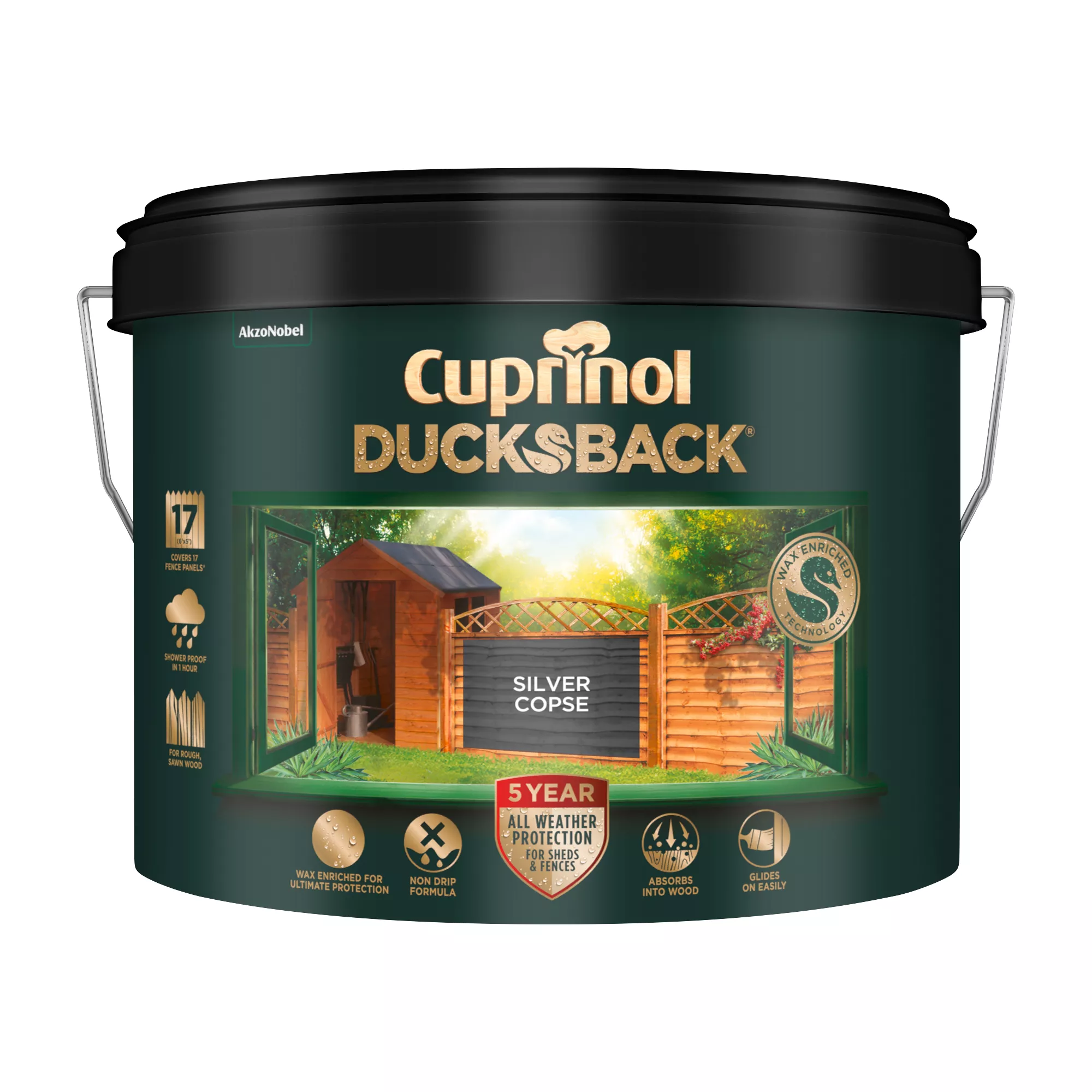 Cuprinol 5 year ducksback Silver copse Matt Exterior Wood paint, 9L Cuprinol 5 Year Ducksback Silver Copse Matt Exterior Wood Paint, 9L -Trade Point Sale Shop cuprinol 5 year ducksback silver copse matt exterior wood paint 9l5010212621486 04c bq