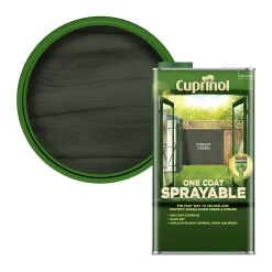 Cuprinol One Coat Sprayable Forest Green Matt Fence & Shed Treatment, 5L