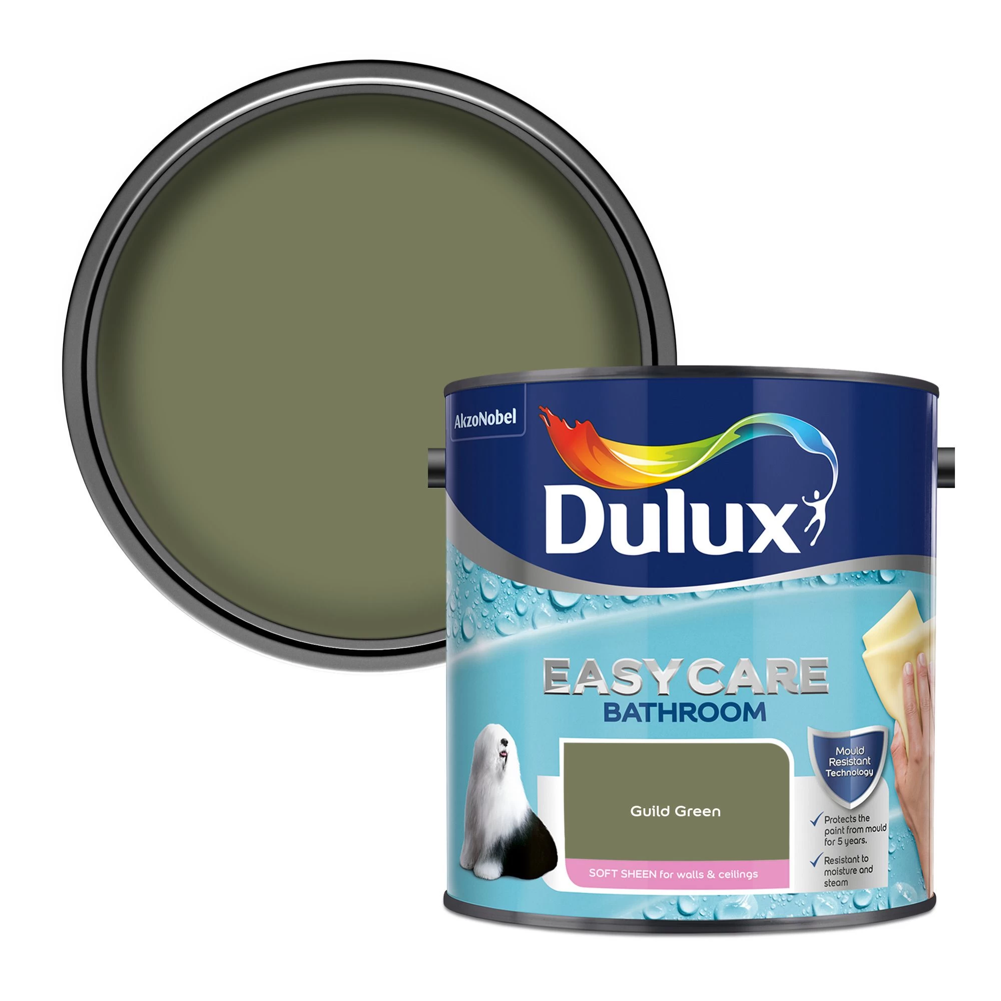 Dulux Easycare Bathroom Guild Green Soft sheen Wall paint, 2.5L Dulux Easycare Bathroom Guild Green Soft Sheen Wall Paint, 2.5L -Trade Point Sale Shop dulux easycare bathroom guild green soft sheen wall paint 2 5l5010212668641 02c bq