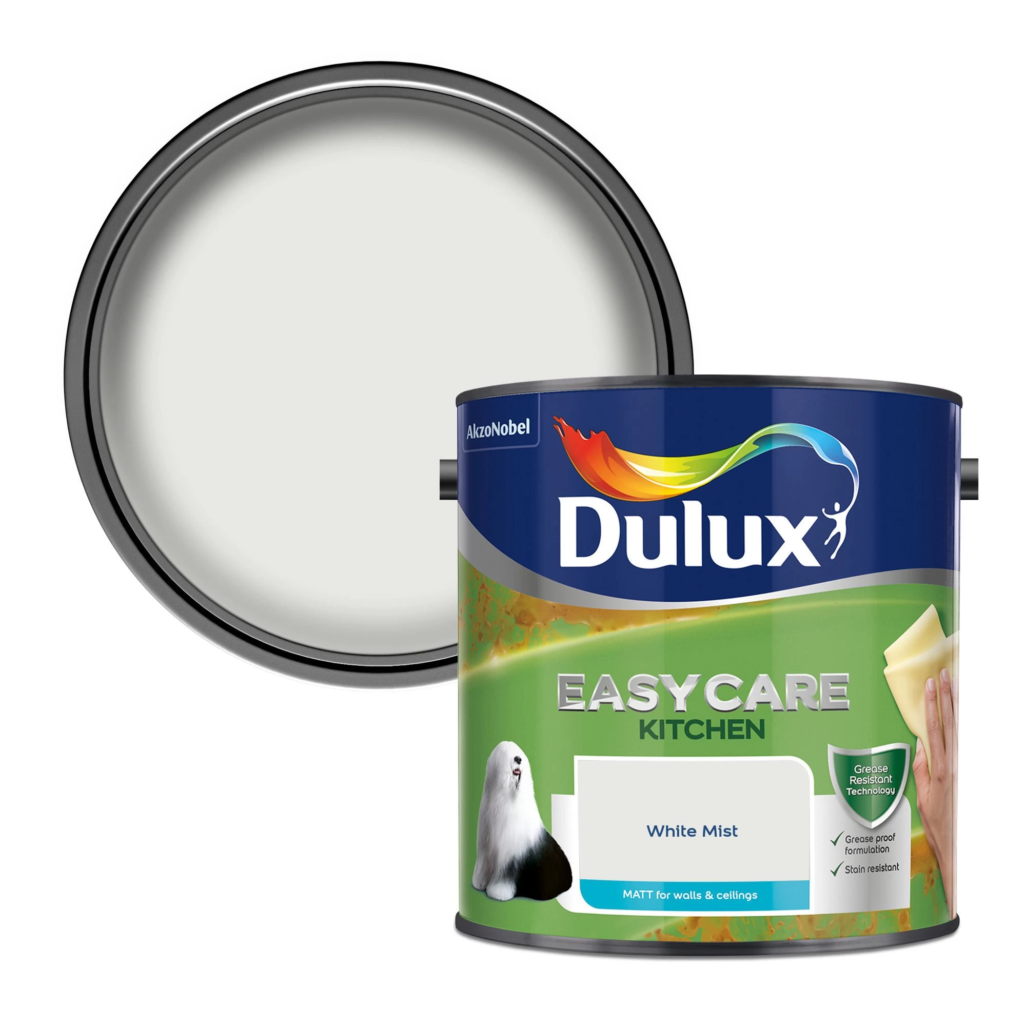 Dulux Easycare Kitchen White Mist Matt Wall paint, 2.5L Dulux Easycare Kitchen White Mist Matt Wall Paint, 2.5L -Trade Point Sale Shop dulux easycare kitchen white mist matt wall paint 2 5l5010212668375 02c bq