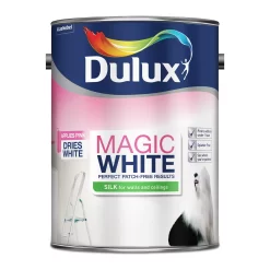 Dulux Magic Pure Brilliant White Silk Emulsion Paint, 5L -Trade Point Sale Shop dulux magic pure brilliant white silk emulsion paint 5l5010212489871 08c bq