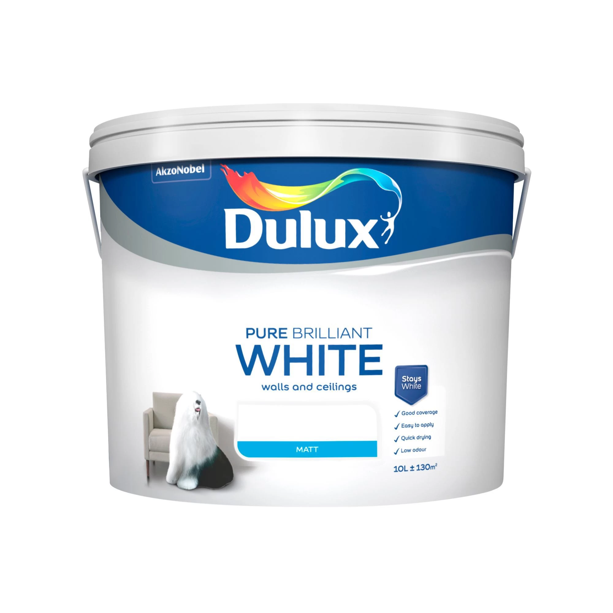Dulux Pure brilliant white Matt Emulsion paint, 10L Dulux Pure Brilliant White Matt Emulsion Paint, 10L -Trade Point Sale Shop dulux pure brilliant white matt emulsion paint 10l5010212625811 08c bq