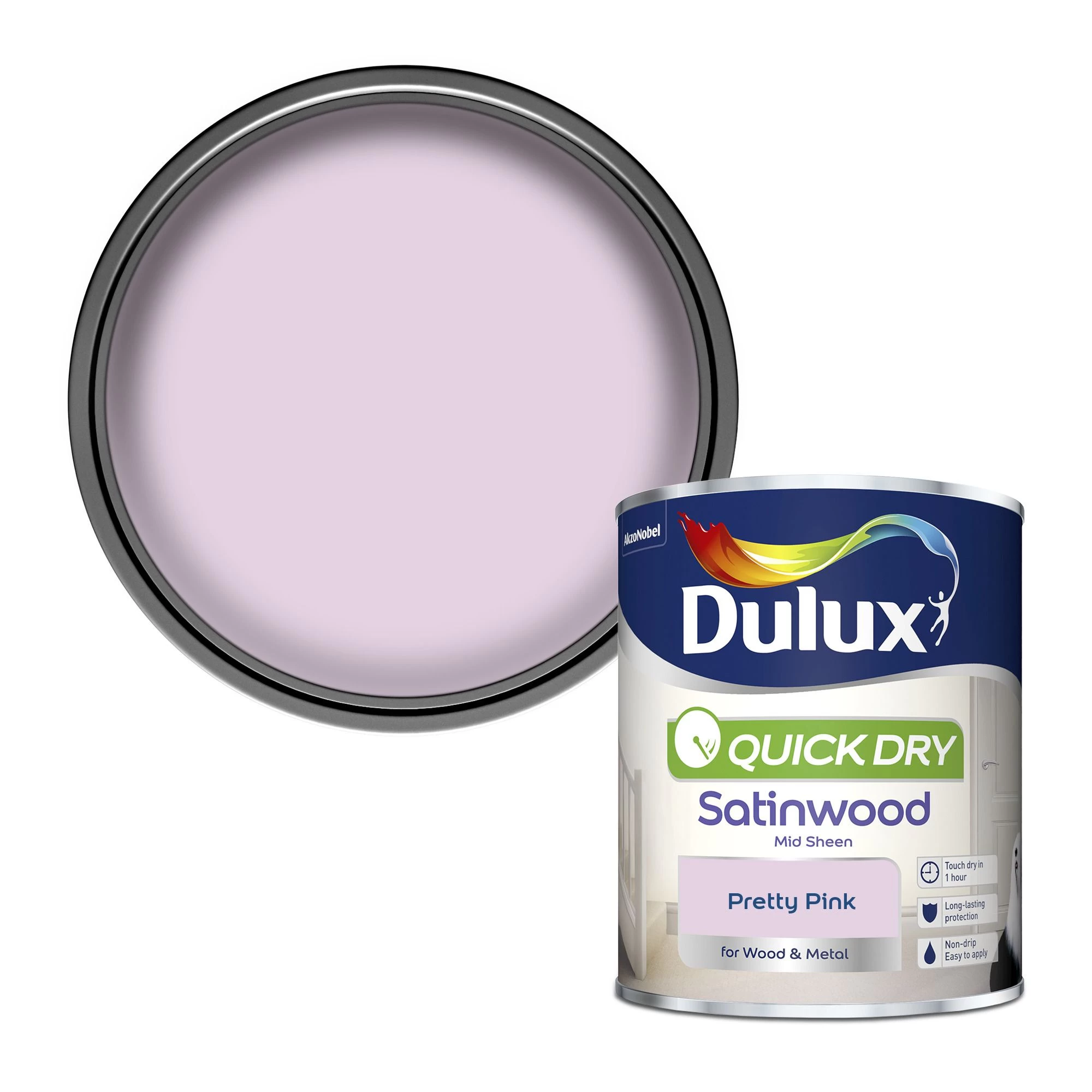 Dulux Quick dry Pretty pink Satinwood Metal & wood paint, 750ml Dulux Quick Dry Pretty Pink Satinwood Metal & Wood Paint, 750ml -Trade Point Sale Shop dulux quick dry pretty pink satinwood metal wood paint 750ml5010212651148 02c bq