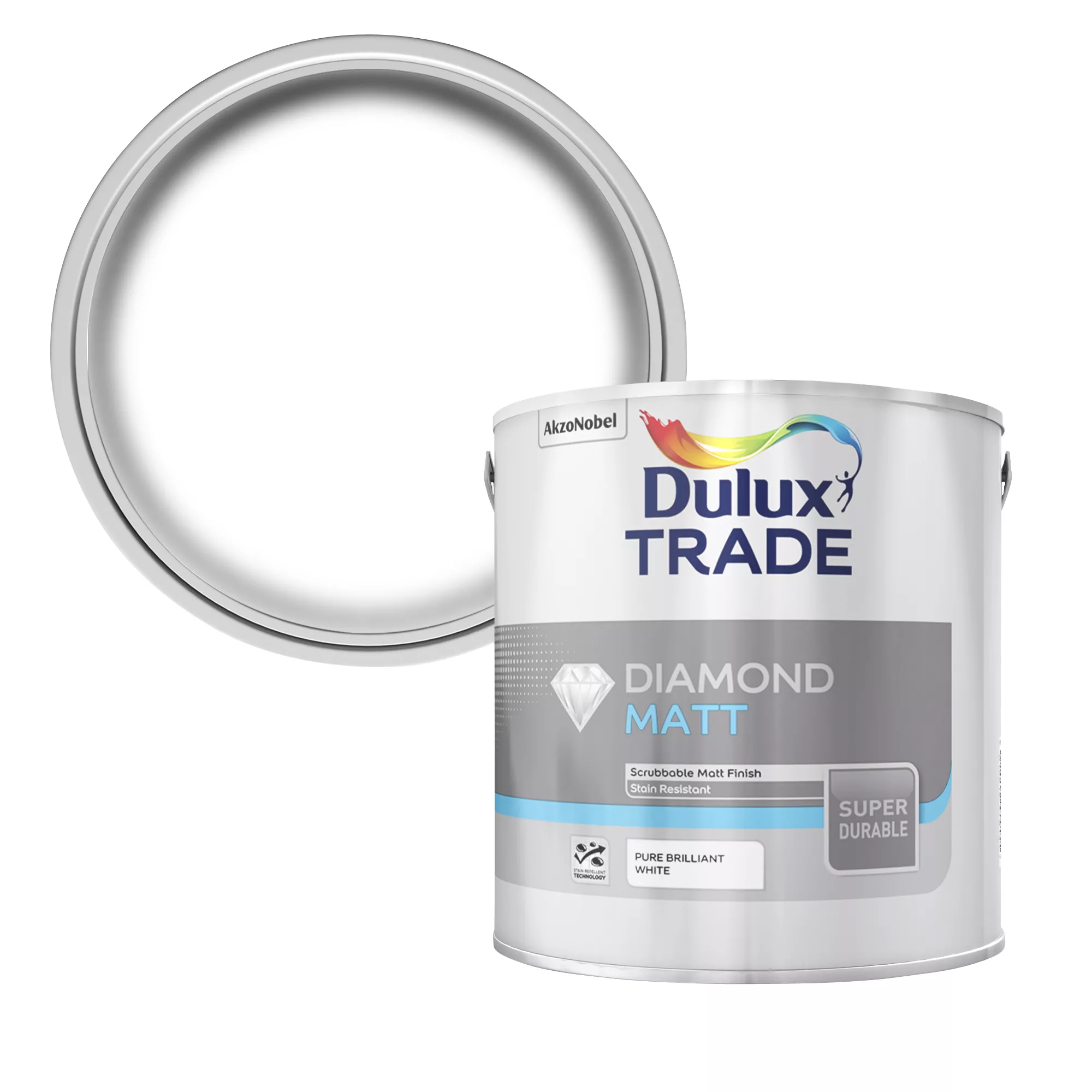 Dulux Trade Diamond Pure brilliant white Matt Emulsion paint, 2.5L Dulux Trade Diamond Pure Brilliant White Matt Emulsion Paint, 2.5L -Trade Point Sale Shop dulux trade diamond pure brilliant white matt emulsion paint 2 5l5010212578131 02c bq