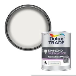 Dulux Trade Diamond Pure Brilliant White Satinwood Metal & Wood Paint, 1L
