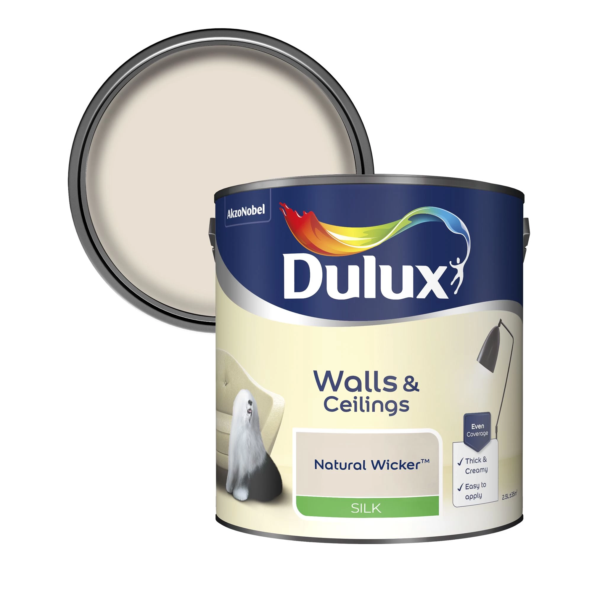Dulux Walls & ceilings Natural wicker Silk Emulsion paint, 2.5L Dulux Walls & Ceilings Natural Wicker Silk Emulsion Paint, 2.5L -Trade Point Sale Shop dulux walls ceilings natural wicker silk emulsion paint 2 5l5010212446720 02c bq