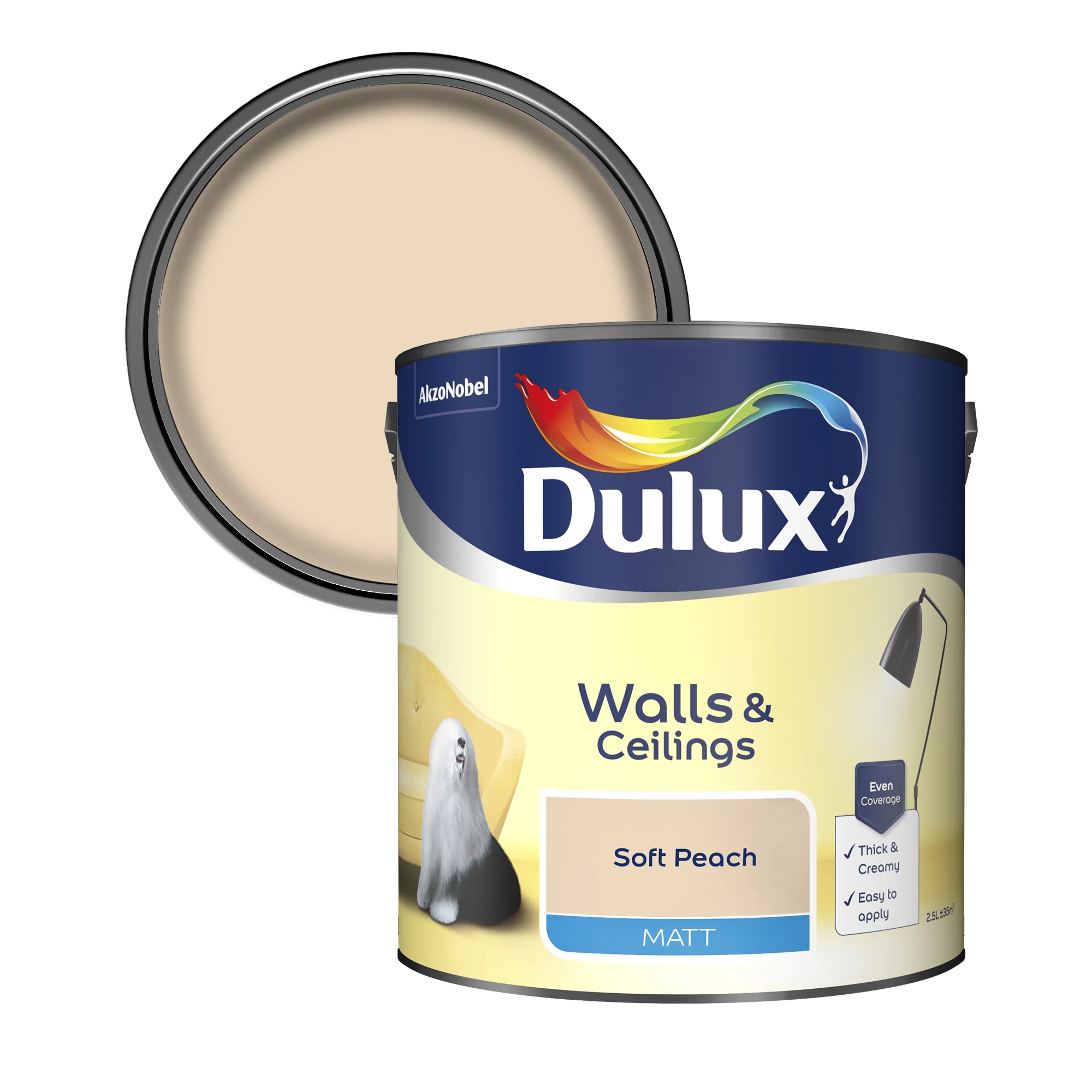 Dulux Walls & ceilings Soft peach Matt Emulsion paint, 2.5L Dulux Walls & Ceilings Soft Peach Matt Emulsion Paint, 2.5L -Trade Point Sale Shop dulux walls ceilings soft peach matt emulsion paint 2 5l5010212105405 37c