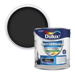 Dulux Weathershield Black Satinwood Exterior Metal & Wood Paint, 2.5L