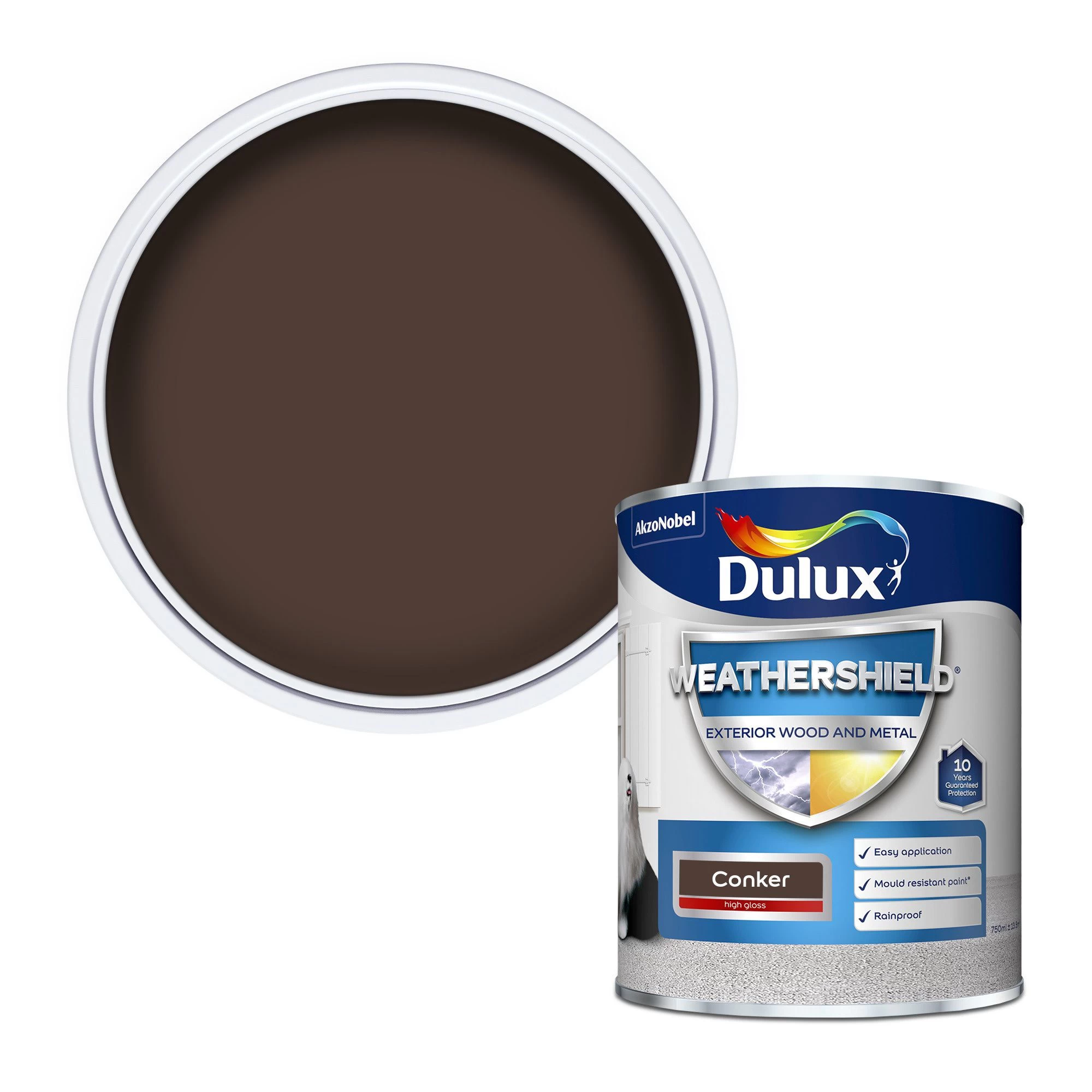 Dulux Weathershield Conker Gloss Exterior Metal & wood paint, 750ml Dulux Weathershield Conker Gloss Exterior Metal & Wood Paint, 750ml -Trade Point Sale Shop dulux weathershield conker gloss exterior metal wood paint 750ml5010212431177 02c bq
