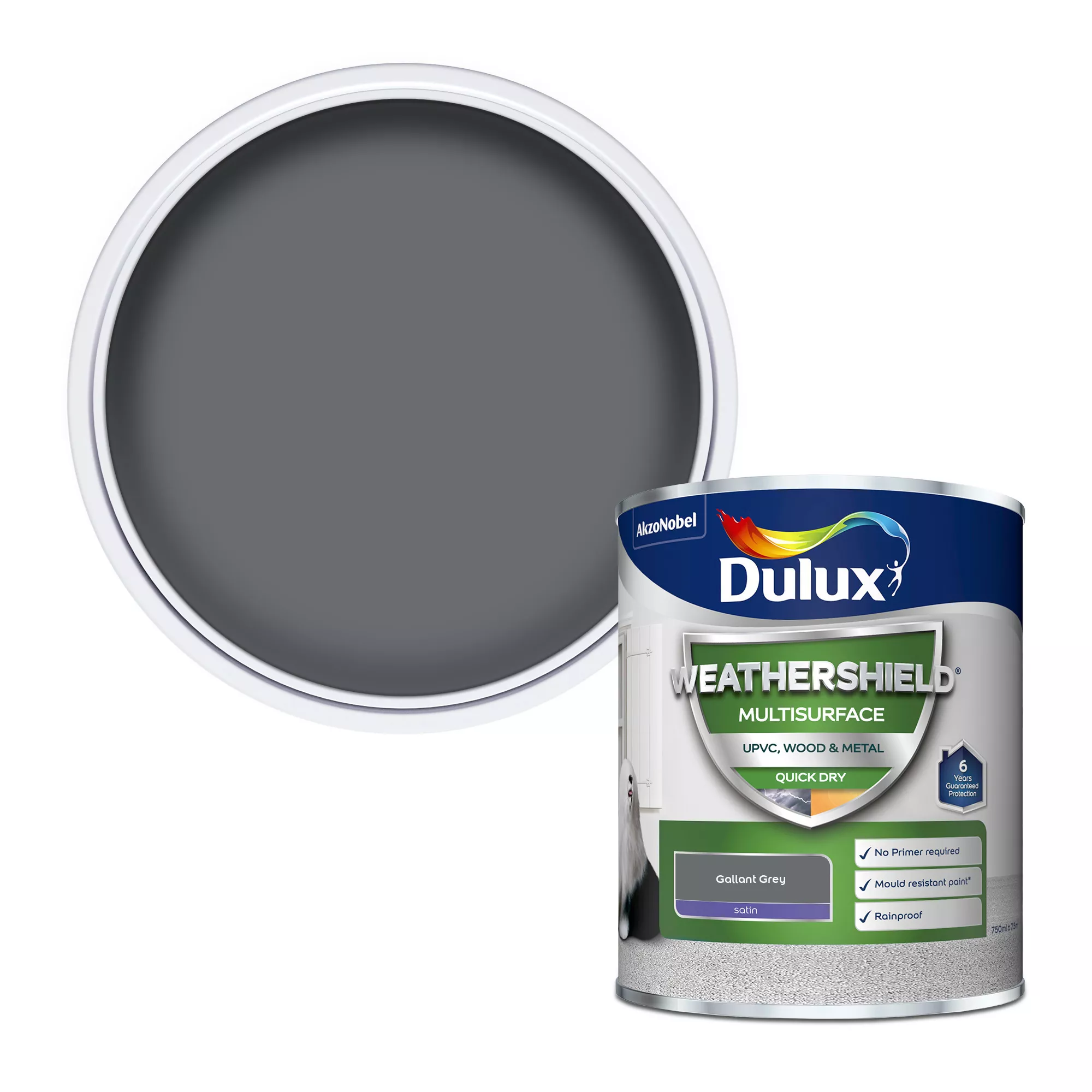 Dulux Weathershield Gallant Grey Satinwood Multi-surface paint, 750ml Dulux Weathershield Gallant Grey Satinwood Multi-surface Paint, 750ml -Trade Point Sale Shop dulux weathershield gallant grey satinwood multi surface paint 750ml5010212651605 02c bq
