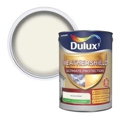 Dulux Weathershield Jasmine White Smooth Matt Masonry Paint, 5L