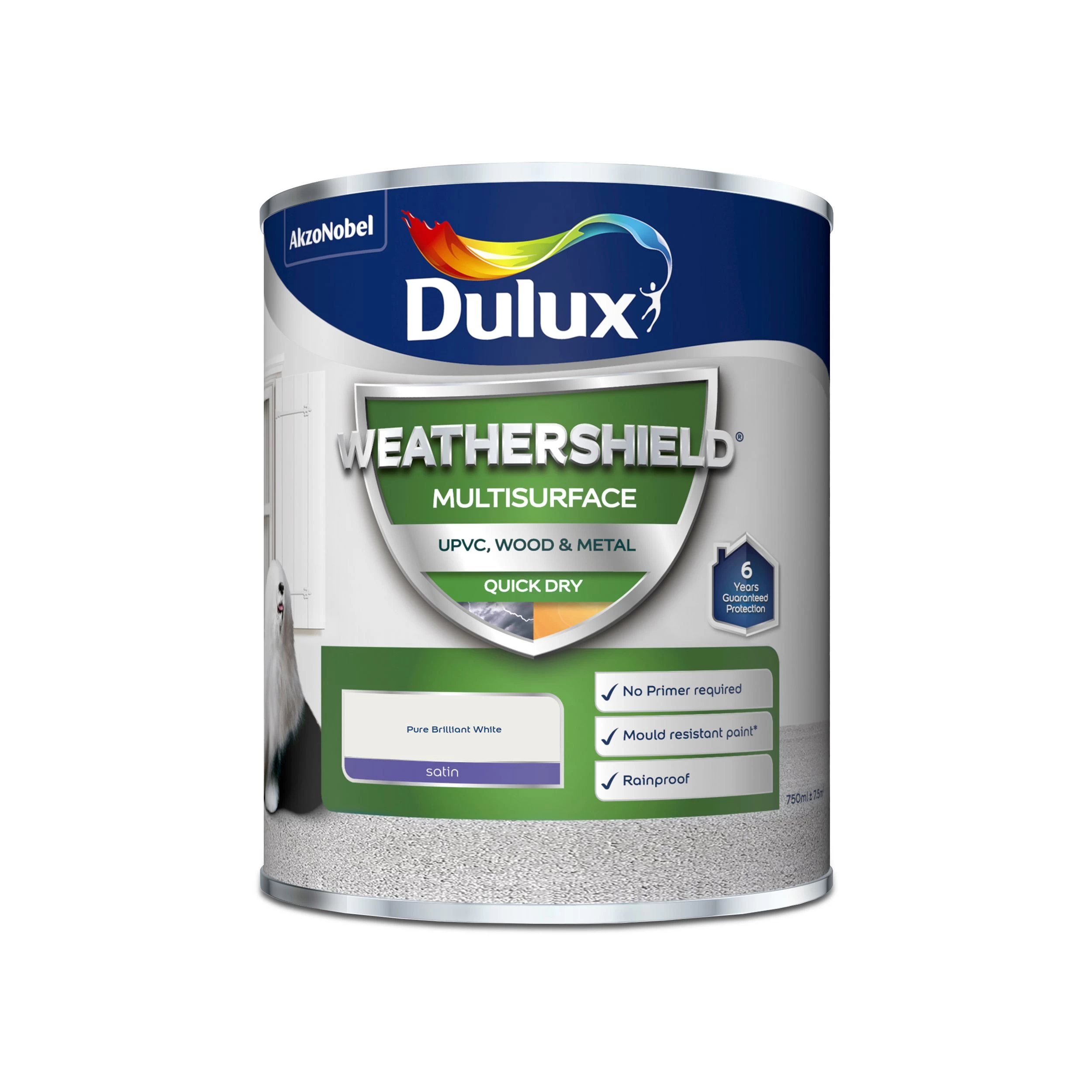 Dulux Weathershield Pure brilliant white Satinwood Multi-surface paint, 750ml Dulux Weathershield Pure Brilliant White Satinwood Multi-surface Paint, 750ml -Trade Point Sale Shop dulux weathershield pure brilliant white satinwood multi surface paint 750ml5010212617199 08c bq