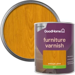 GoodHome Antique Pine Satin Multi-surface Furniture Wood Varnish, 750ml