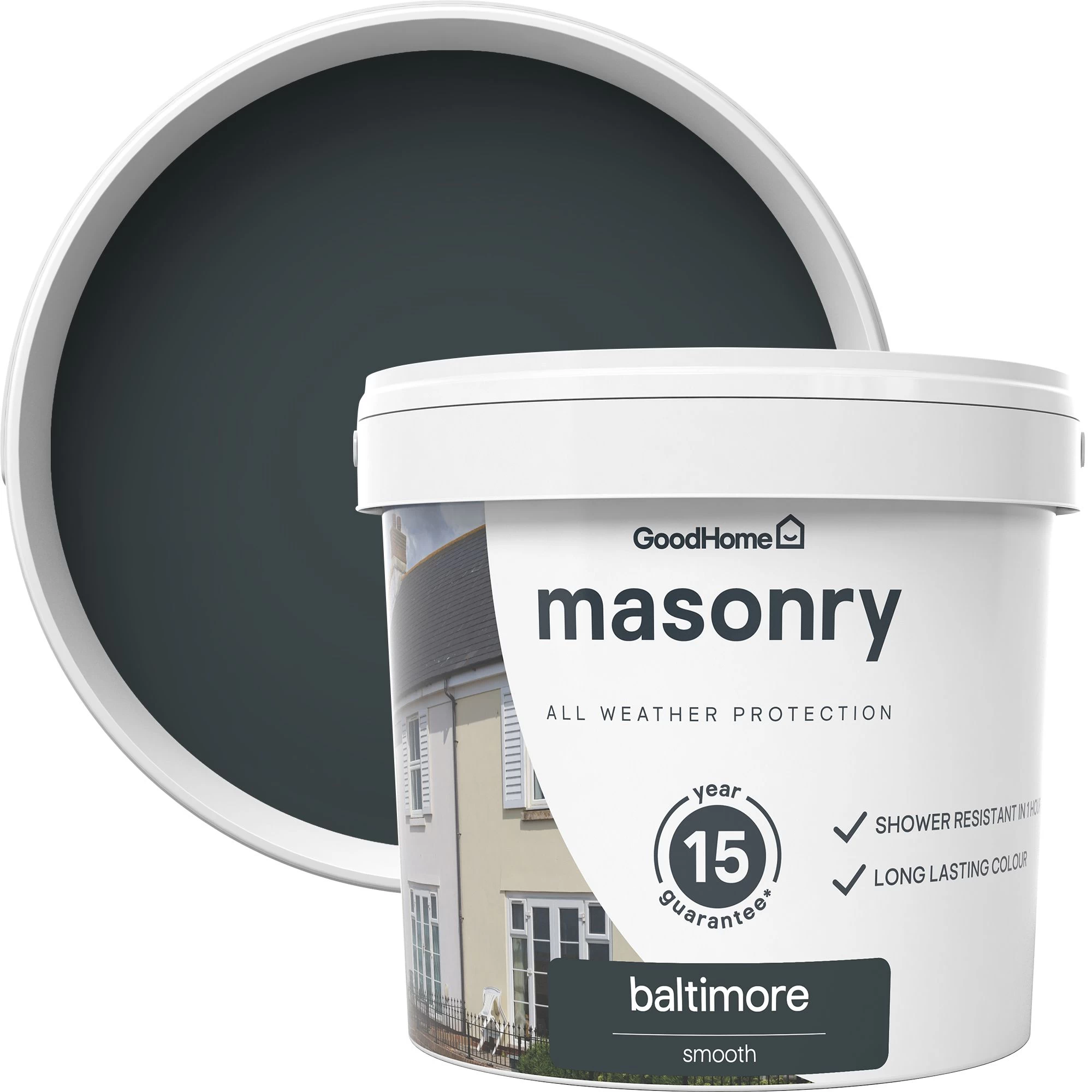 GoodHome Baltimore Smooth Matt Masonry paint, 5L Tin GoodHome Baltimore Smooth Matt Masonry Paint, 5L Tin -Trade Point Sale Shop goodhome baltimore smooth matt masonry paint 5l tin5059340295978 37c