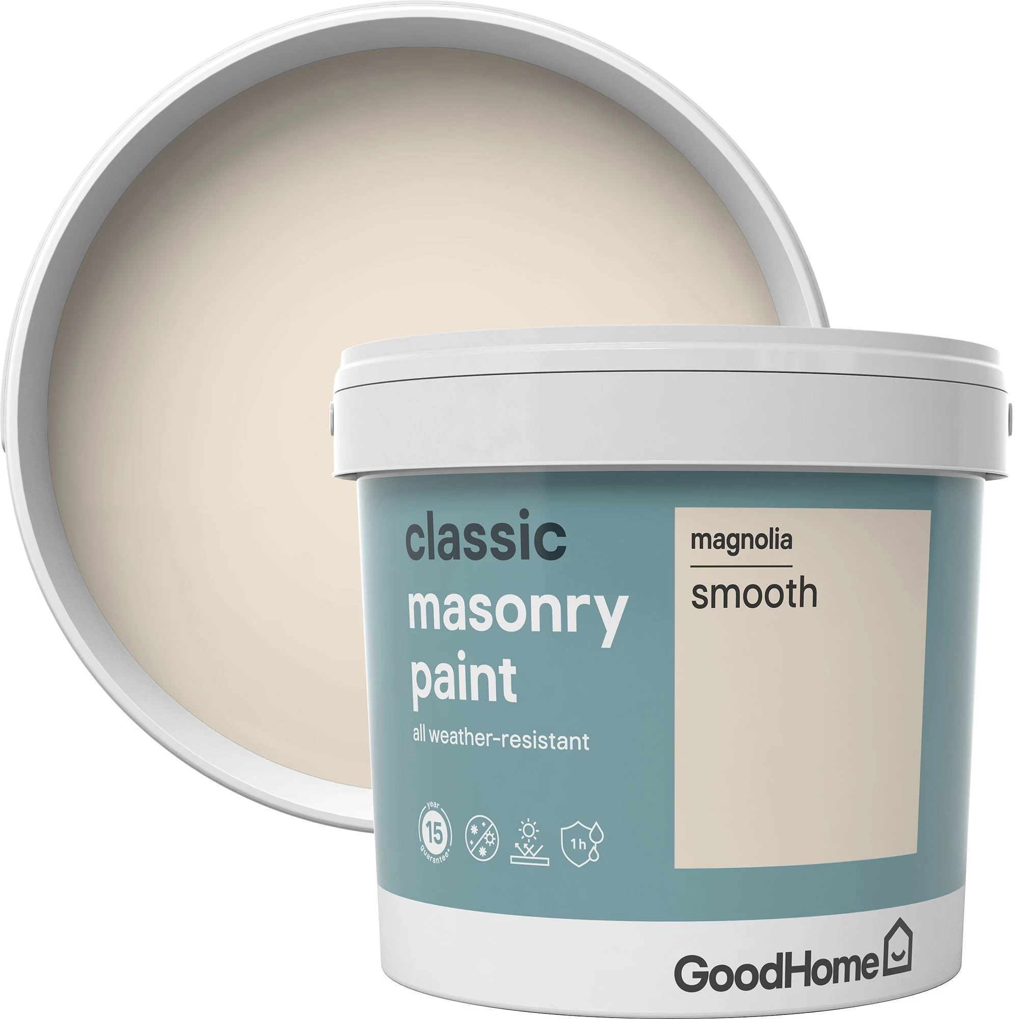 GoodHome Classic Magnolia Smooth Matt Masonry paint, 5L GoodHome Classic Magnolia Smooth Matt Masonry Paint, 5L -Trade Point Sale Shop goodhome classic magnolia smooth matt masonry paint 5l3663602520856 02c bq