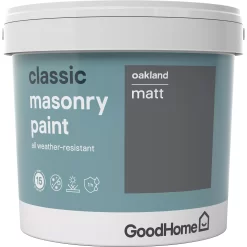GoodHome Classic Oakland Smooth Matt Masonry Paint, 5L Tin