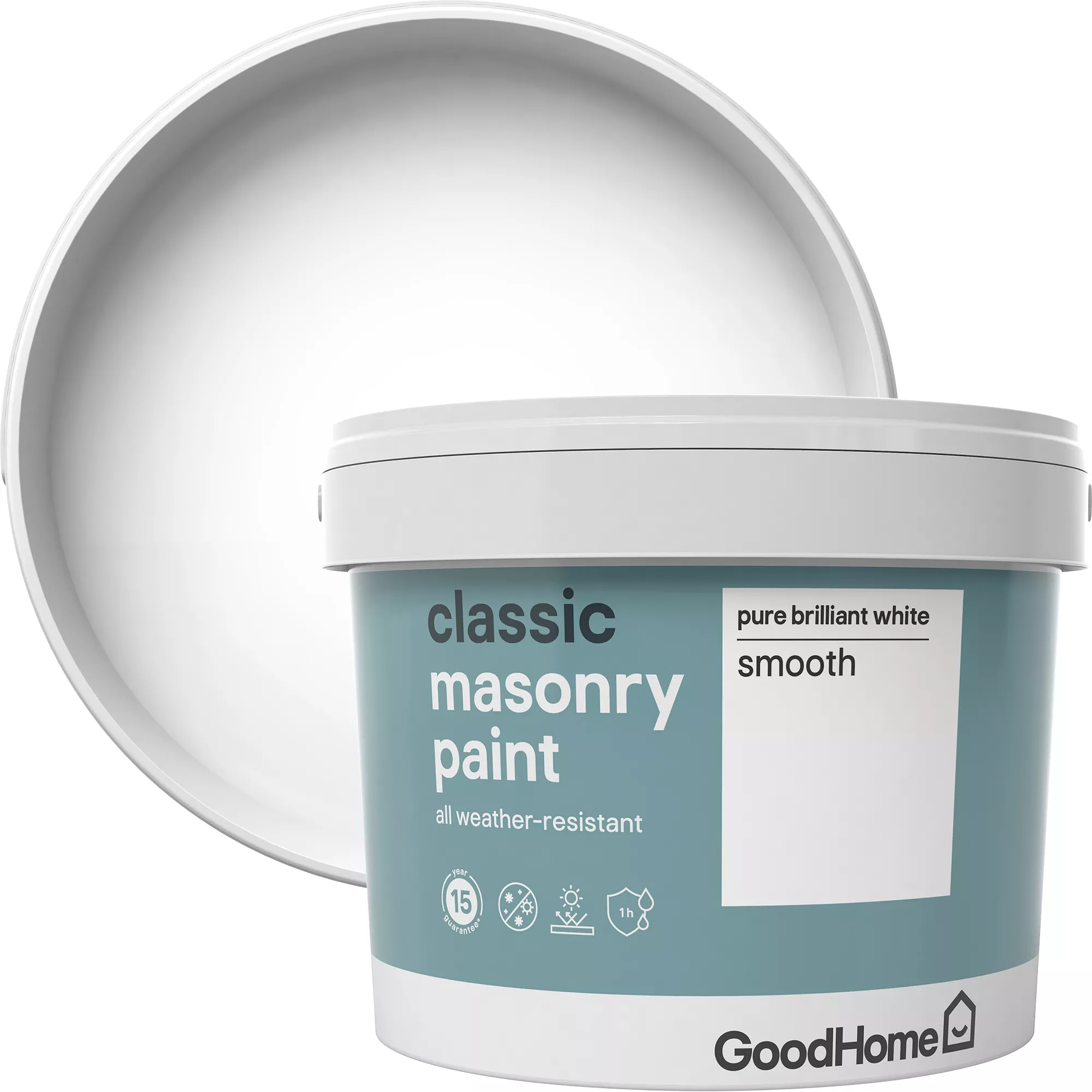 GoodHome Classic Pure brilliant white Smooth Matt Masonry paint, 10L GoodHome Classic Pure Brilliant White Smooth Matt Masonry Paint, 10L -Trade Point Sale Shop goodhome classic pure brilliant white smooth matt masonry paint 10l3663602521600 02c bq