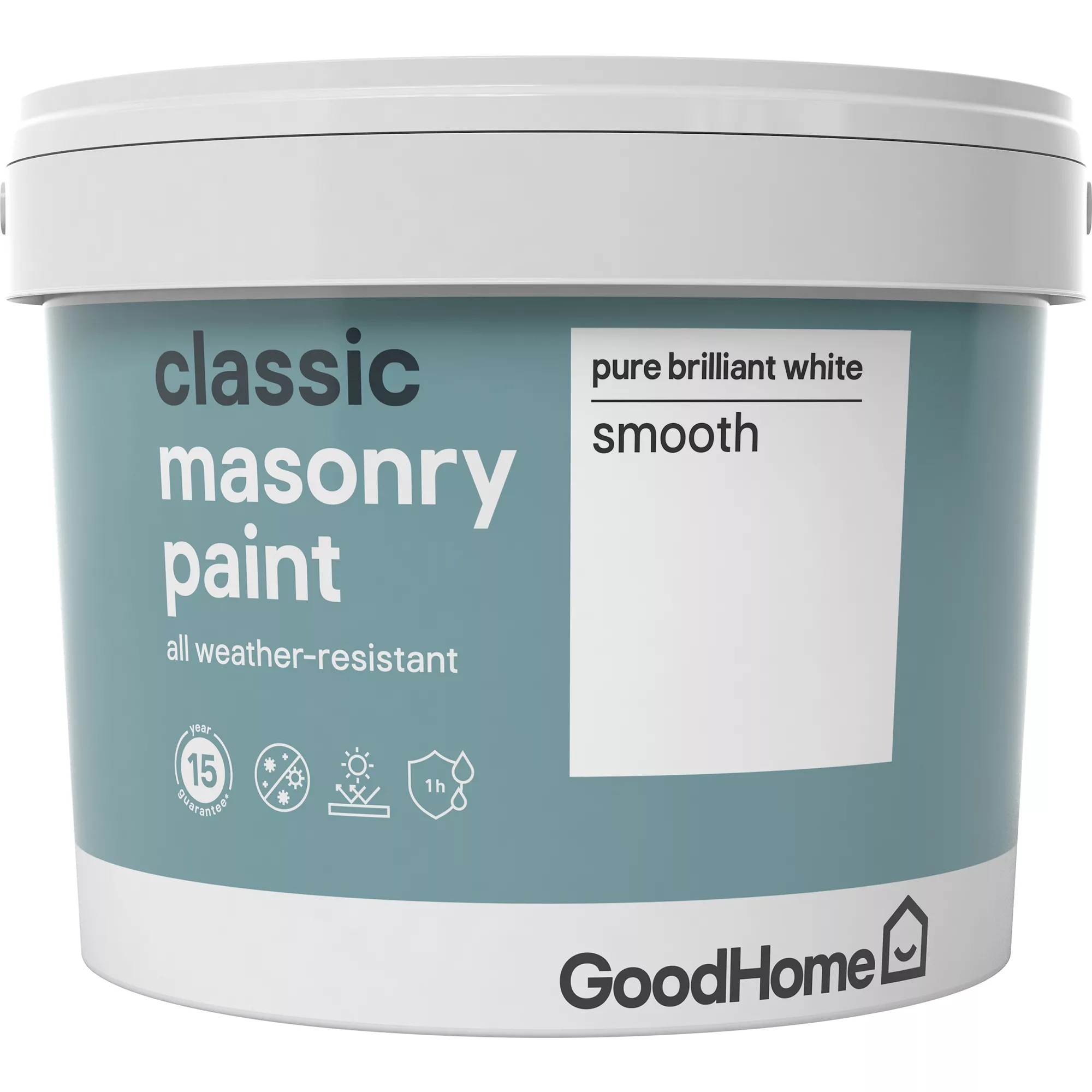 GoodHome Classic Pure brilliant white Smooth Matt Masonry paint, 10L GoodHome Classic Pure Brilliant White Smooth Matt Masonry Paint, 10L -Trade Point Sale Shop goodhome classic pure brilliant white smooth matt masonry paint 10l3663602521600 08c bq
