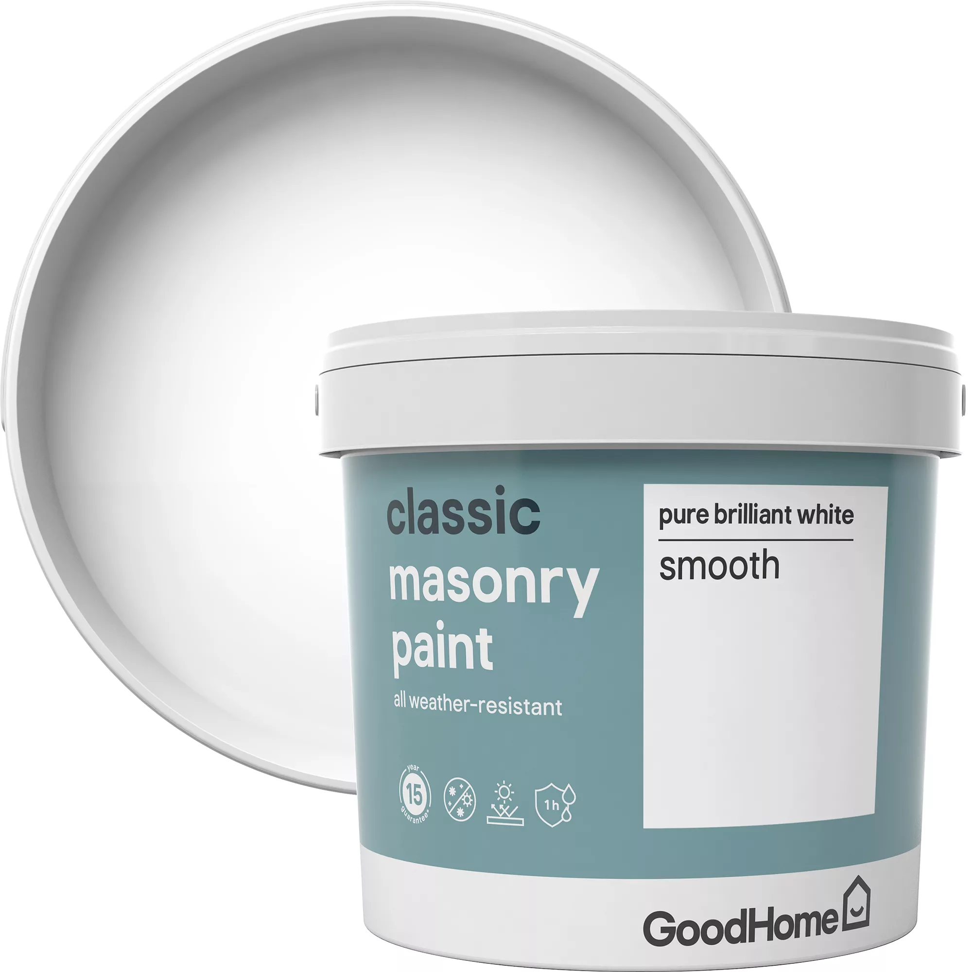 GoodHome Classic Pure brilliant white Smooth Matt Masonry paint, 5L GoodHome Classic Pure Brilliant White Smooth Matt Masonry Paint, 5L -Trade Point Sale Shop goodhome classic pure brilliant white smooth matt masonry paint 5l3663602520795 02c bq