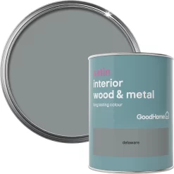 GoodHome Delaware Satin Metal & Wood Paint, 750ml