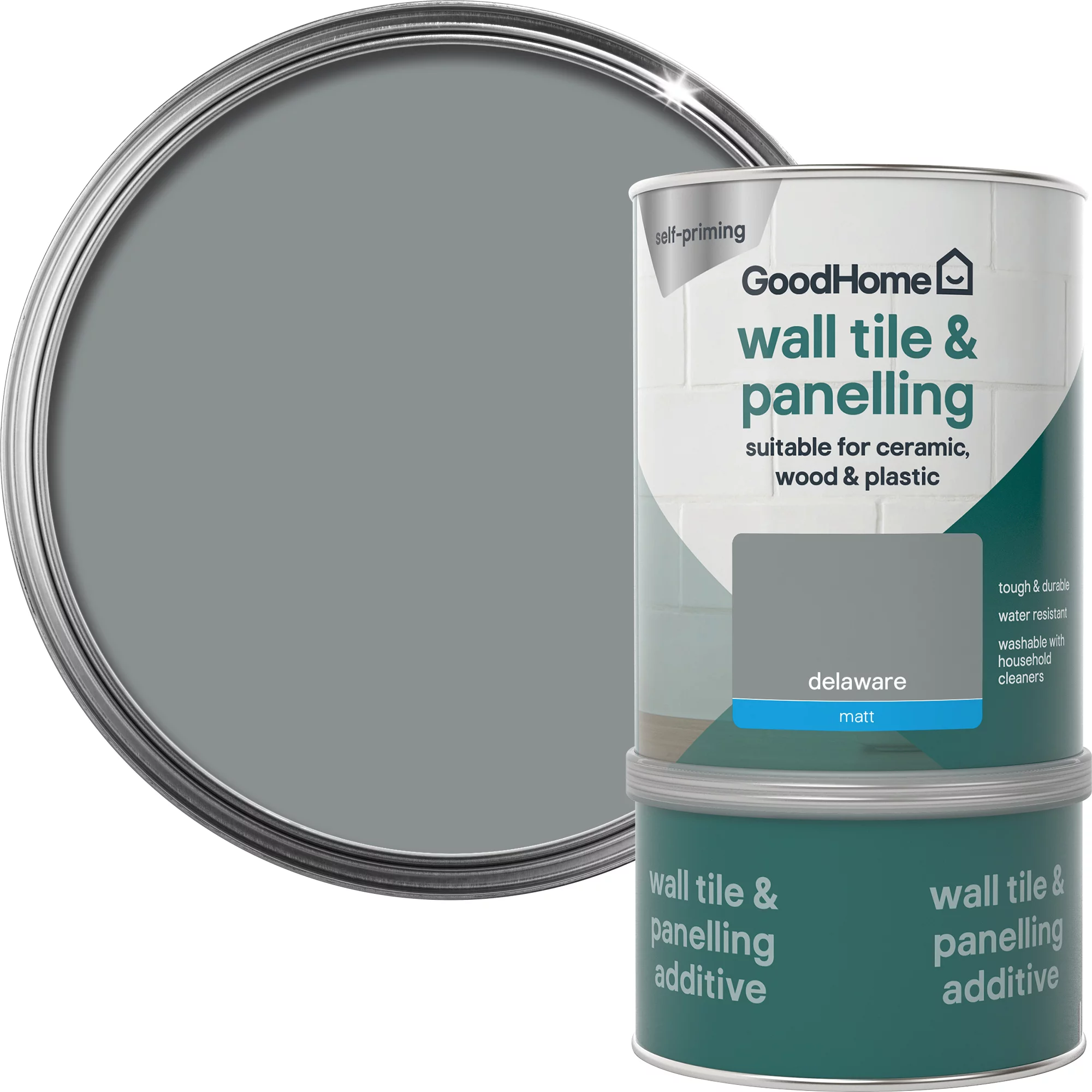 GoodHome Durable Delaware Matt Wall tile & panelling paint, 750ml GoodHome Durable Delaware Matt Wall Tile & Panelling Paint, 750ml -Trade Point Sale Shop goodhome durable delaware matt wall tile panelling paint 750ml3663602583813 21c