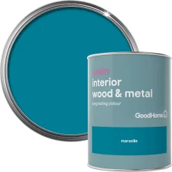 GoodHome Marseille Satin Metal & Wood Paint, 750ml
