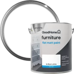 GoodHome North Pole (Brilliant White) Flat Matt Furniture Paint, 2L -Trade Point Sale Shop goodhome north pole brilliant white flat matt furniture paint 2l3663602578529 21c