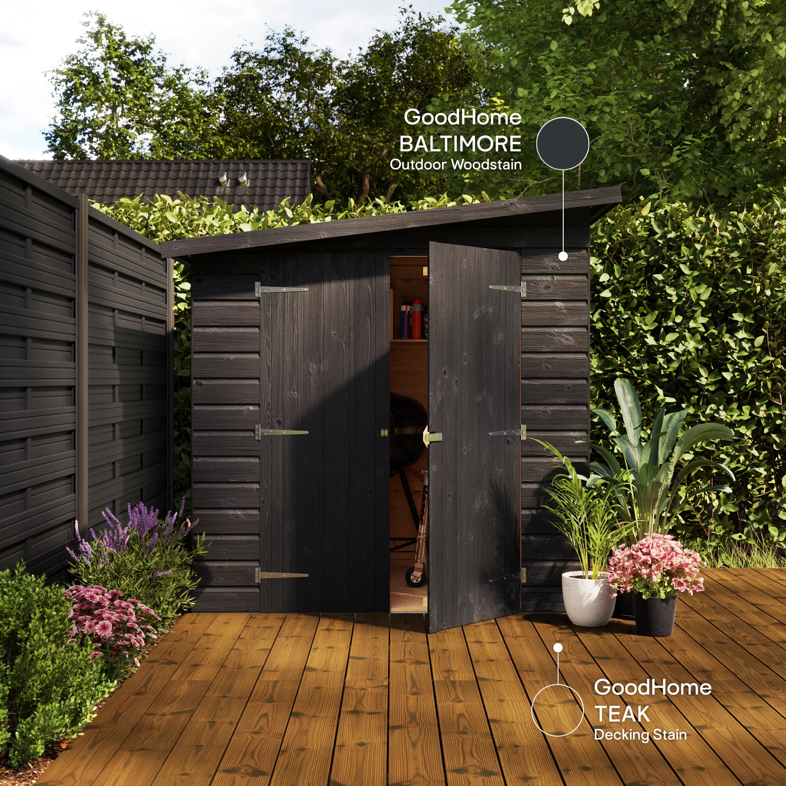 GoodHome Outdoor Baltimore Satin Quick dry Wood stain, 750ml GoodHome Outdoor Baltimore Satin Quick Dry Wood Stain, 750ml -Trade Point Sale Shop goodhome outdoor baltimore satin quick dry wood stain 750ml5059340297163 19i EN 2022 scaled