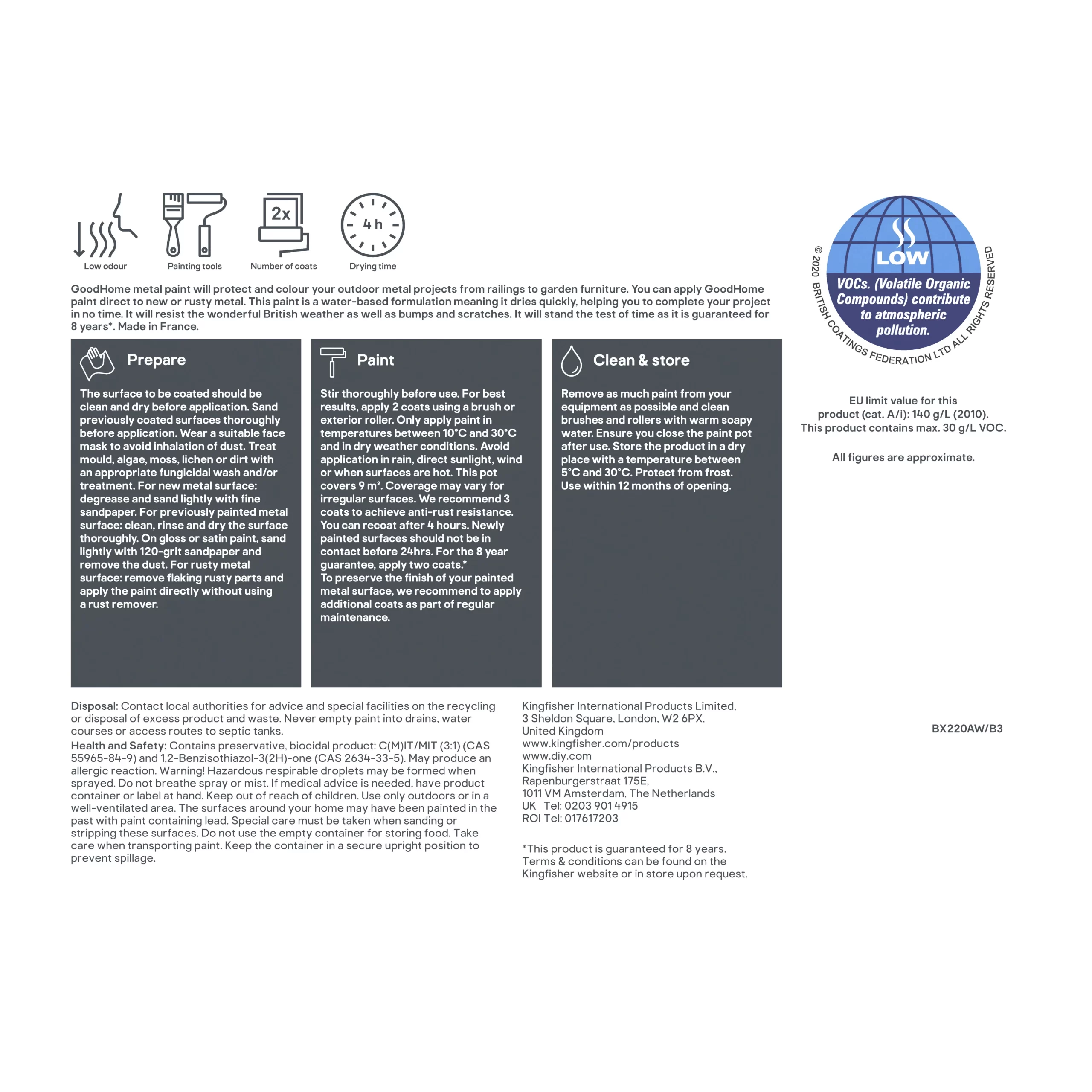 GoodHome Outdoor Black Gloss Exterior Metal paint, 750ml Tin GoodHome Outdoor Black Gloss Exterior Metal Paint, 750ml Tin -Trade Point Sale Shop goodhome outdoor black gloss exterior metal paint 750ml tin5059340296029 04c scaled