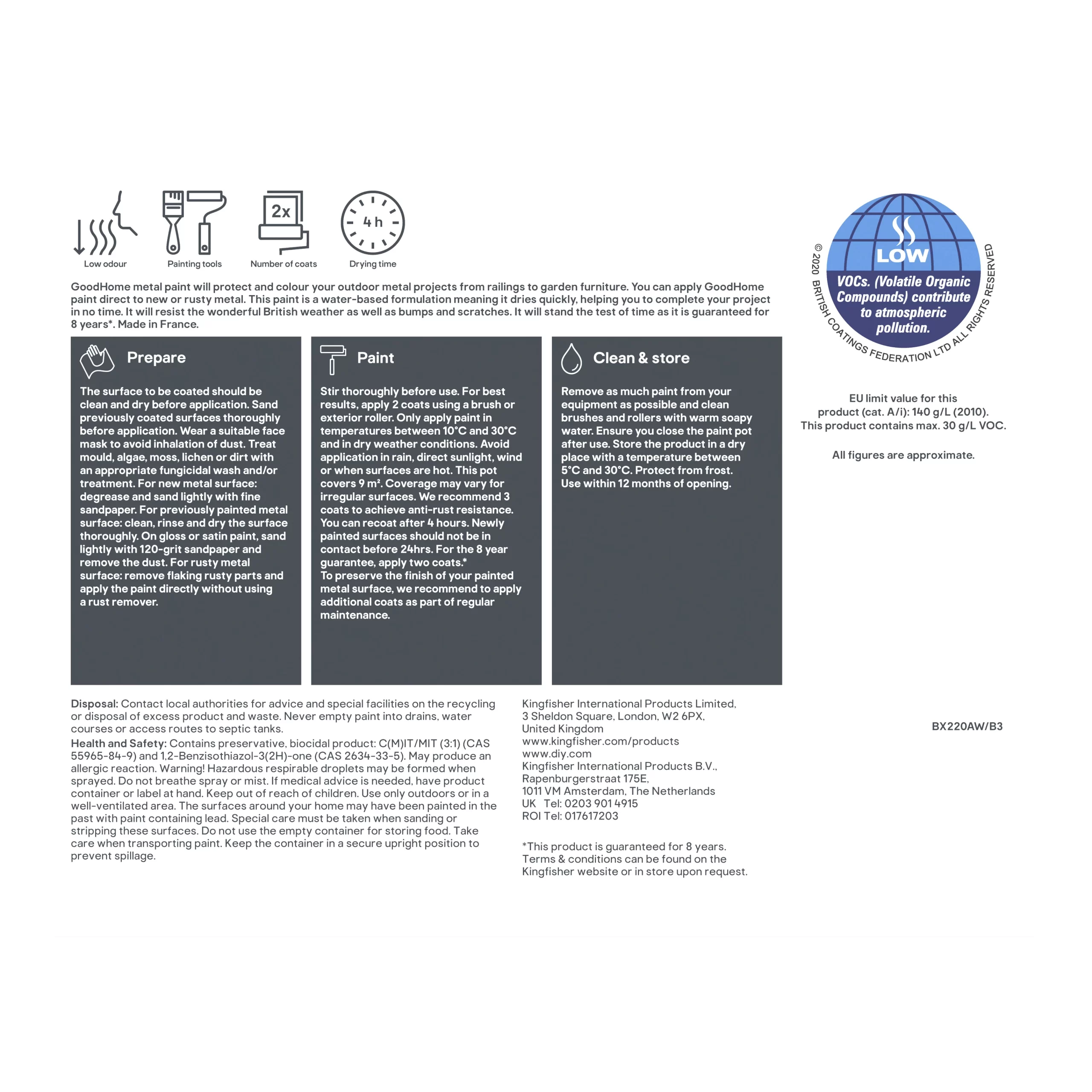 GoodHome Outdoor Black Satinwood Exterior Metal paint, 750ml Tin GoodHome Outdoor Black Satinwood Exterior Metal Paint, 750ml Tin -Trade Point Sale Shop goodhome outdoor black satinwood exterior metal paint 750ml tin5059340296050 04c scaled