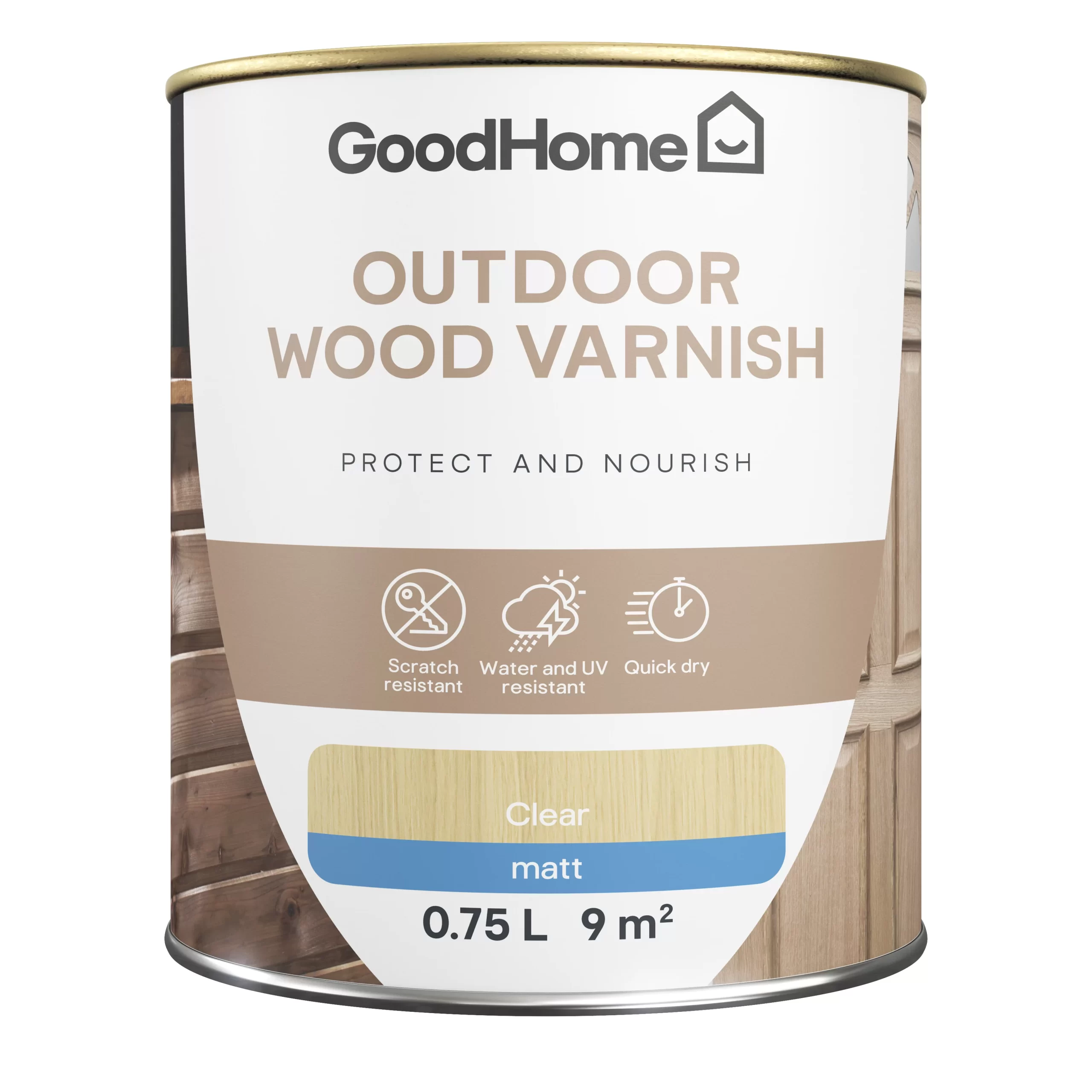 GoodHome Outdoor Clear Matt Varnish, 750ml GoodHome Outdoor Clear Matt Varnish, 750ml -Trade Point Sale Shop goodhome outdoor clear matt varnish 750ml5059340297613 02c scaled