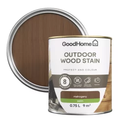 GoodHome Outdoor Mahogany Satin Quick Dry Wood Stain, 750ml