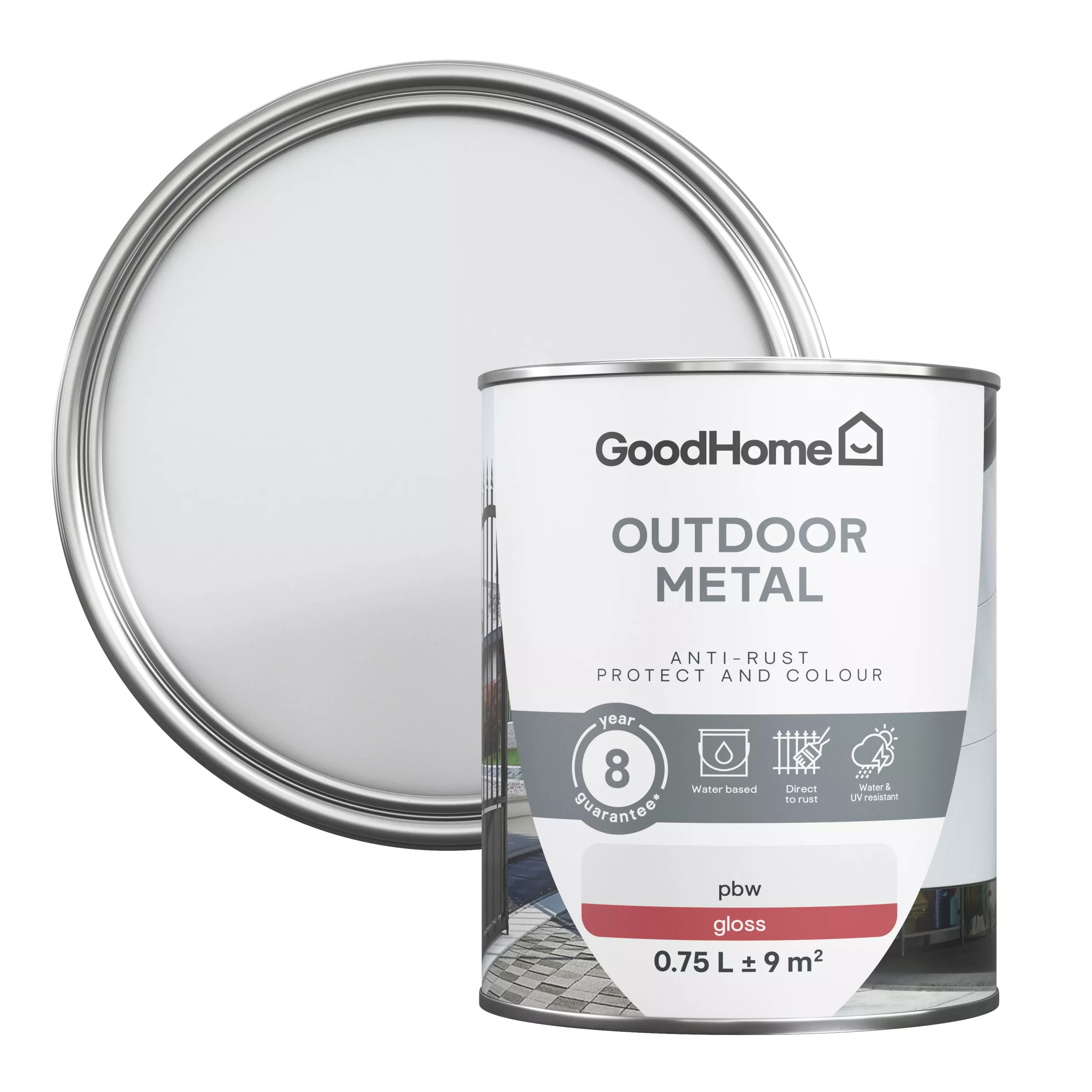 GoodHome Outdoor White Gloss Exterior Metal paint, 750ml Tin GoodHome Outdoor White Gloss Exterior Metal Paint, 750ml Tin -Trade Point Sale Shop goodhome outdoor white gloss exterior metal paint 750ml tin5059340296036 21c scaled