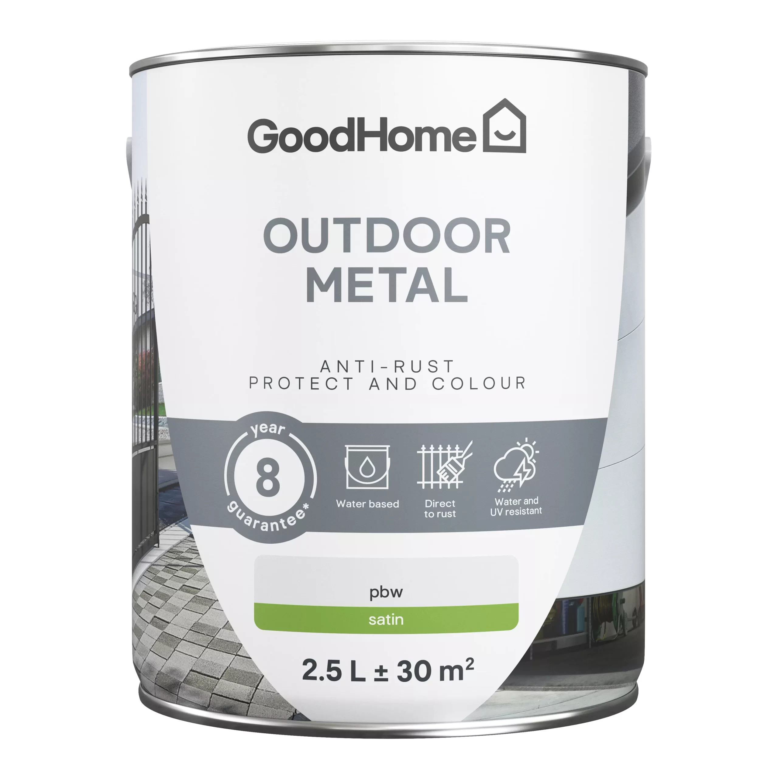 GoodHome Outdoor White Satinwood Exterior Metal paint, 2.5L Tin GoodHome Outdoor White Satinwood Exterior Metal Paint, 2.5L Tin -Trade Point Sale Shop goodhome outdoor white satinwood exterior metal paint 2 5l tin5059340296111 02c scaled