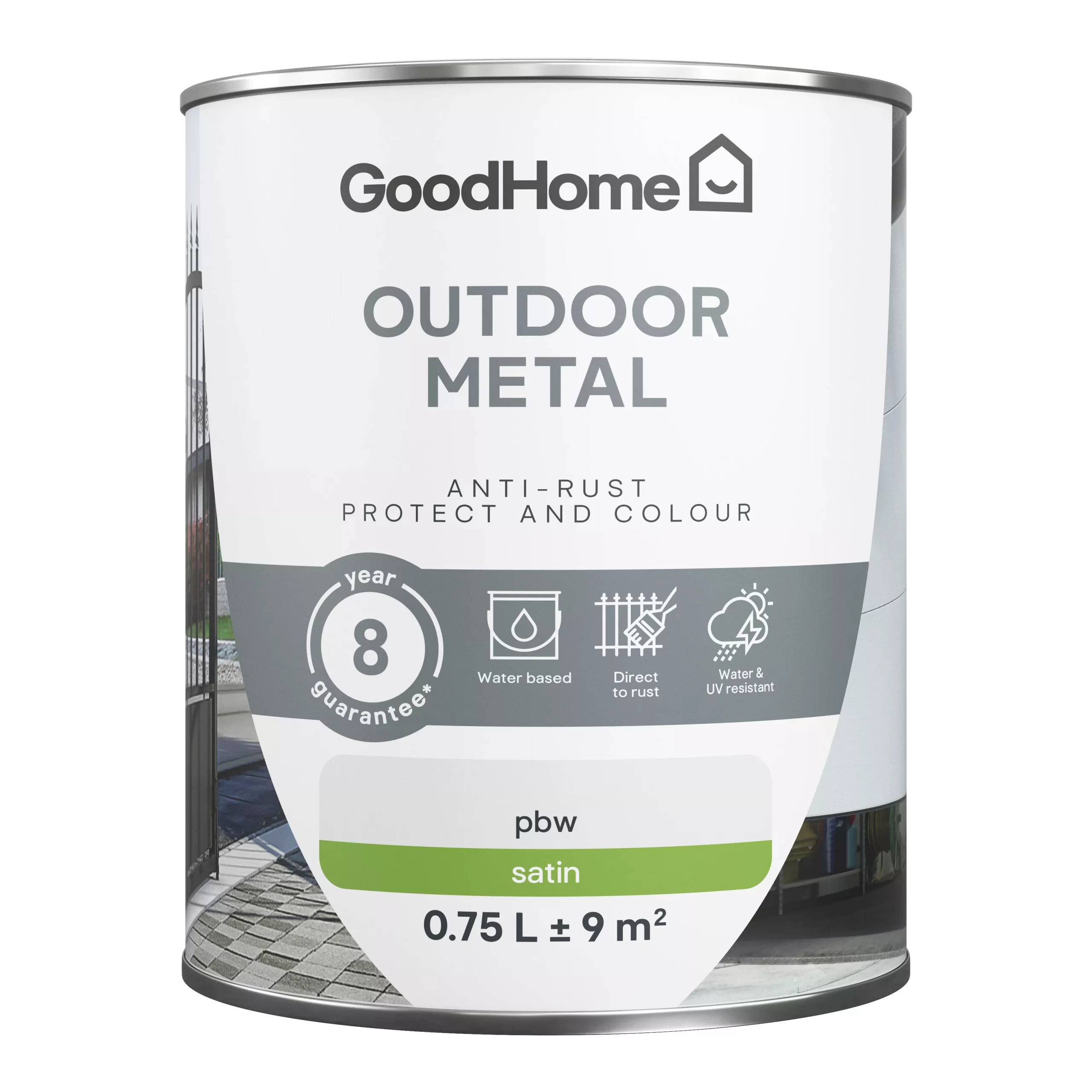 GoodHome Outdoor White Satinwood Exterior Metal paint, 750ml Tin GoodHome Outdoor White Satinwood Exterior Metal Paint, 750ml Tin -Trade Point Sale Shop goodhome outdoor white satinwood exterior metal paint 750ml tin5059340296067 02c scaled