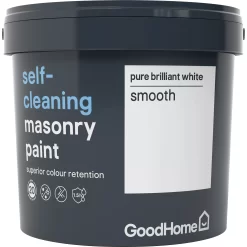 GoodHome Self-cleaning Pure Brilliant White Smooth Matt Masonry Paint, 5L -Trade Point Sale Shop goodhome self cleaning pure brilliant white smooth matt masonry paint 5l3663602521112 08c bq