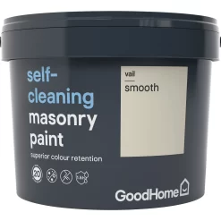 GoodHome Self-cleaning Vail Smooth Matt Masonry Paint, 10L -Trade Point Sale Shop goodhome self cleaning vail smooth matt masonry paint 10l3663602522027 08c bq