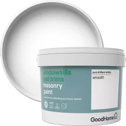 GoodHome Windowsills & Trims Pure Brilliant White Smooth Matt Masonry Paint, 2.5L