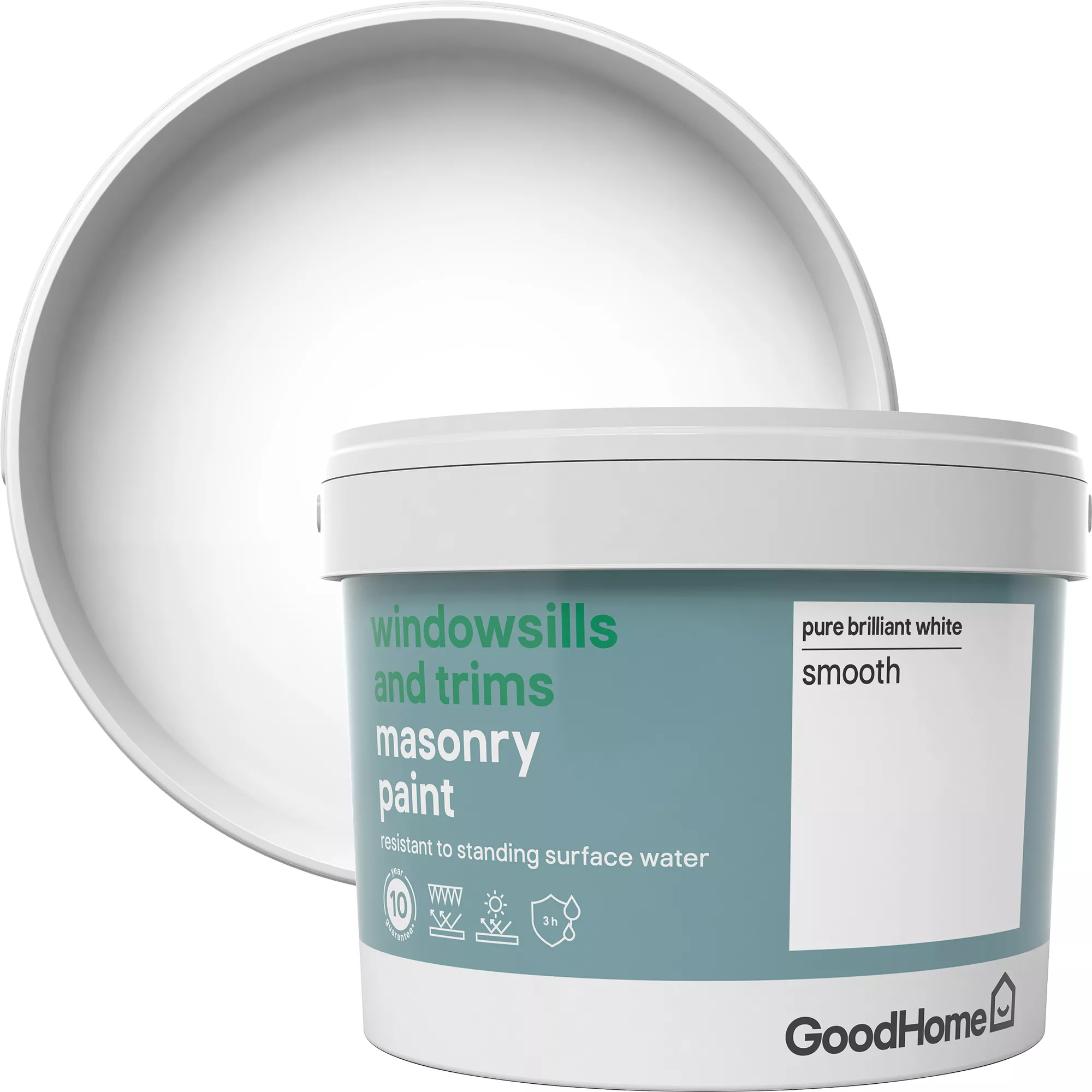 GoodHome Windowsills & trims Pure brilliant white Smooth Matt Masonry paint, 2.5L GoodHome Windowsills & Trims Pure Brilliant White Smooth Matt Masonry Paint, 2.5L -Trade Point Sale Shop goodhome windowsills trims pure brilliant white smooth matt masonry paint 2 5l3663602520511 02c bq