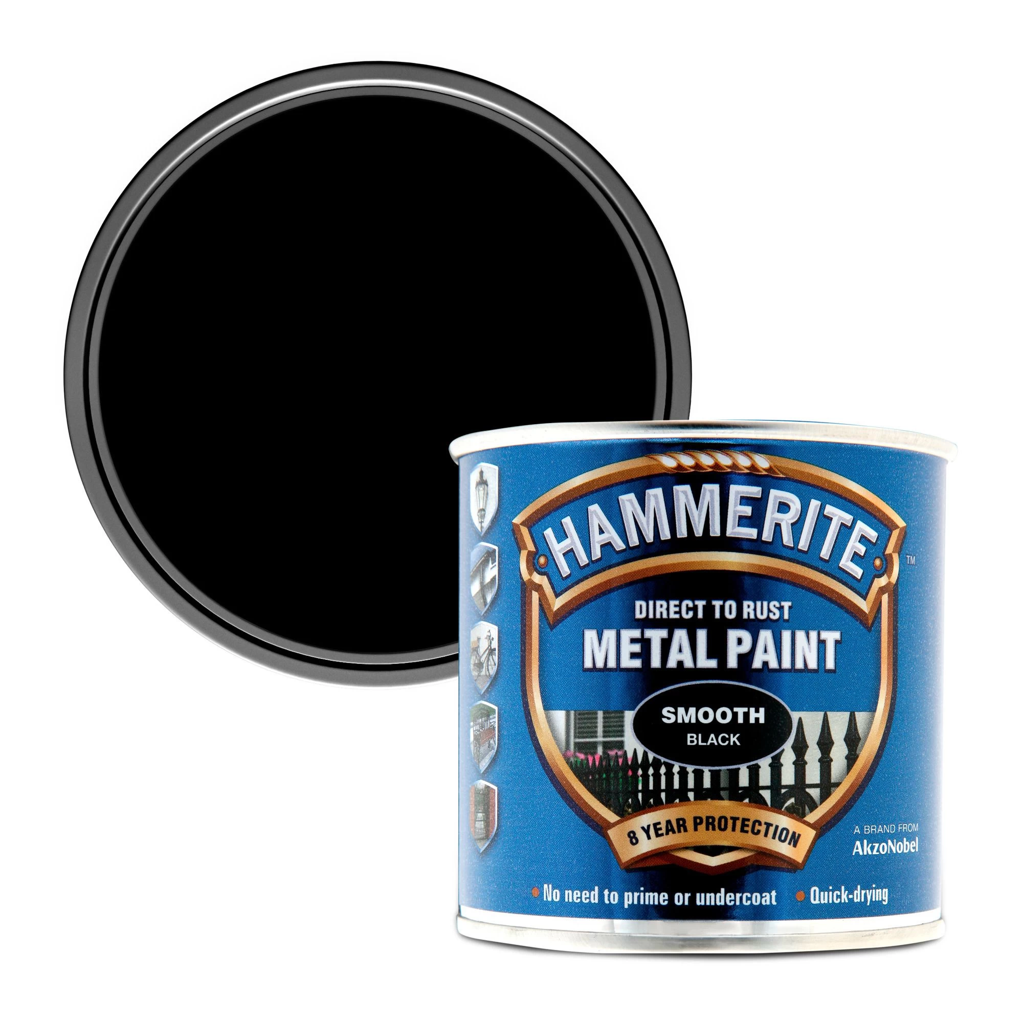 Hammerite Black Gloss Metal paint, 250ml Hammerite Black Gloss Metal Paint, 250ml -Trade Point Sale Shop hammerite black gloss metal paint 250ml5011867220017 02c bq
