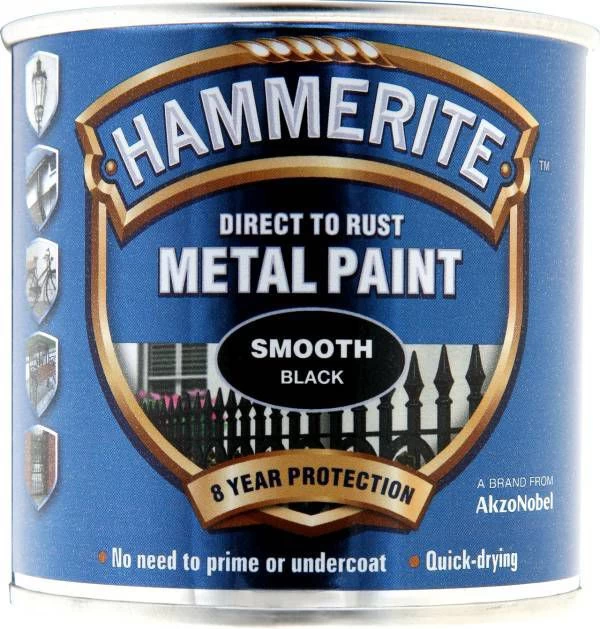 Hammerite Black Gloss Metal paint, 250ml Hammerite Black Gloss Metal Paint, 250ml -Trade Point Sale Shop hammerite black gloss metal paint 250ml5011867220017 08c bq