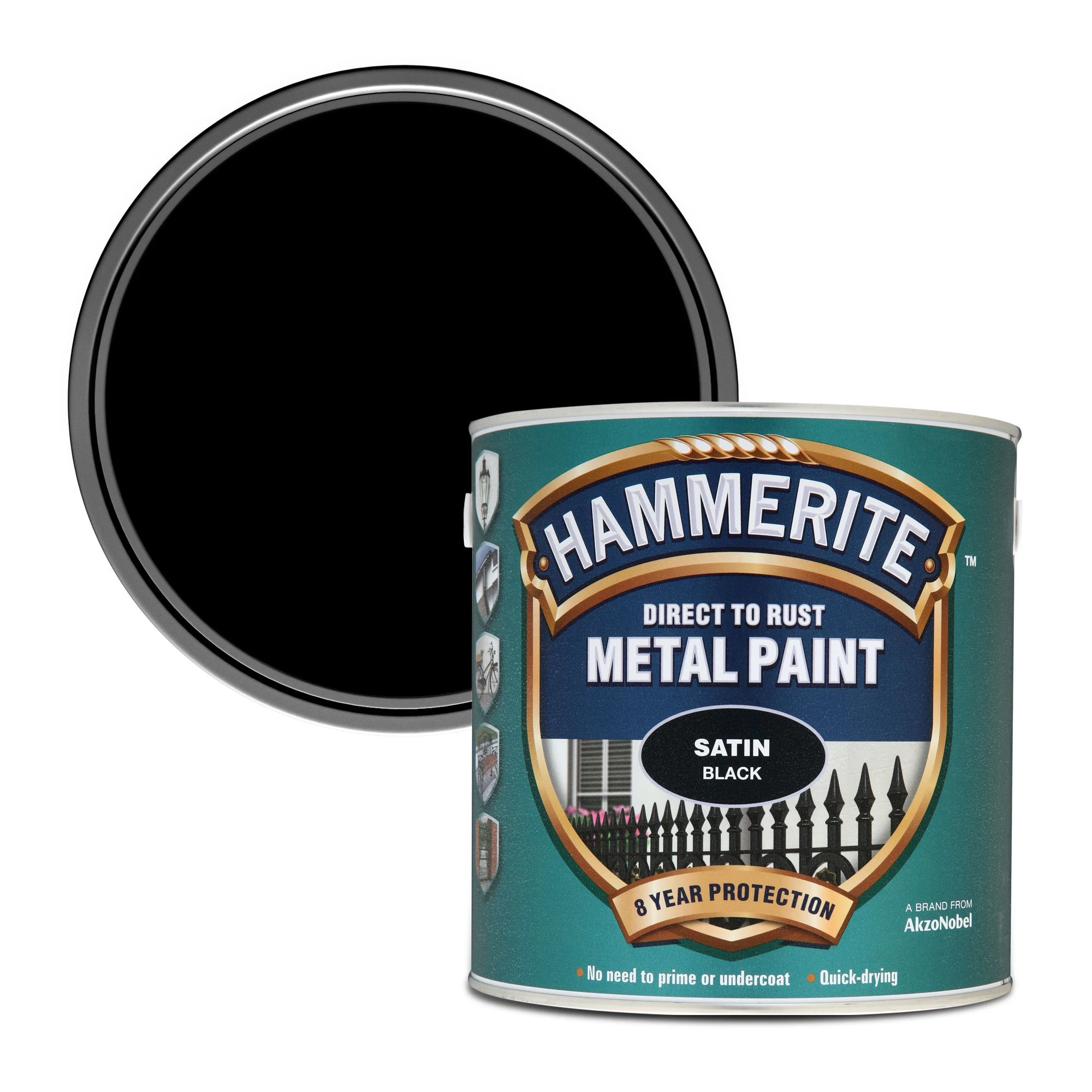 Hammerite Black Satinwood Metal paint, 2.5L Hammerite Black Satinwood Metal Paint, 2.5L -Trade Point Sale Shop hammerite black satinwood metal paint 2 5l5011867010908 02c bq