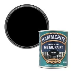 Hammerite Black Satinwood Metal Paint, 750ml