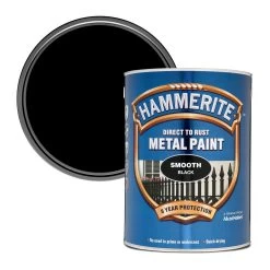 Hammerite Smoothrite Black Gloss Metal Paint, 5L