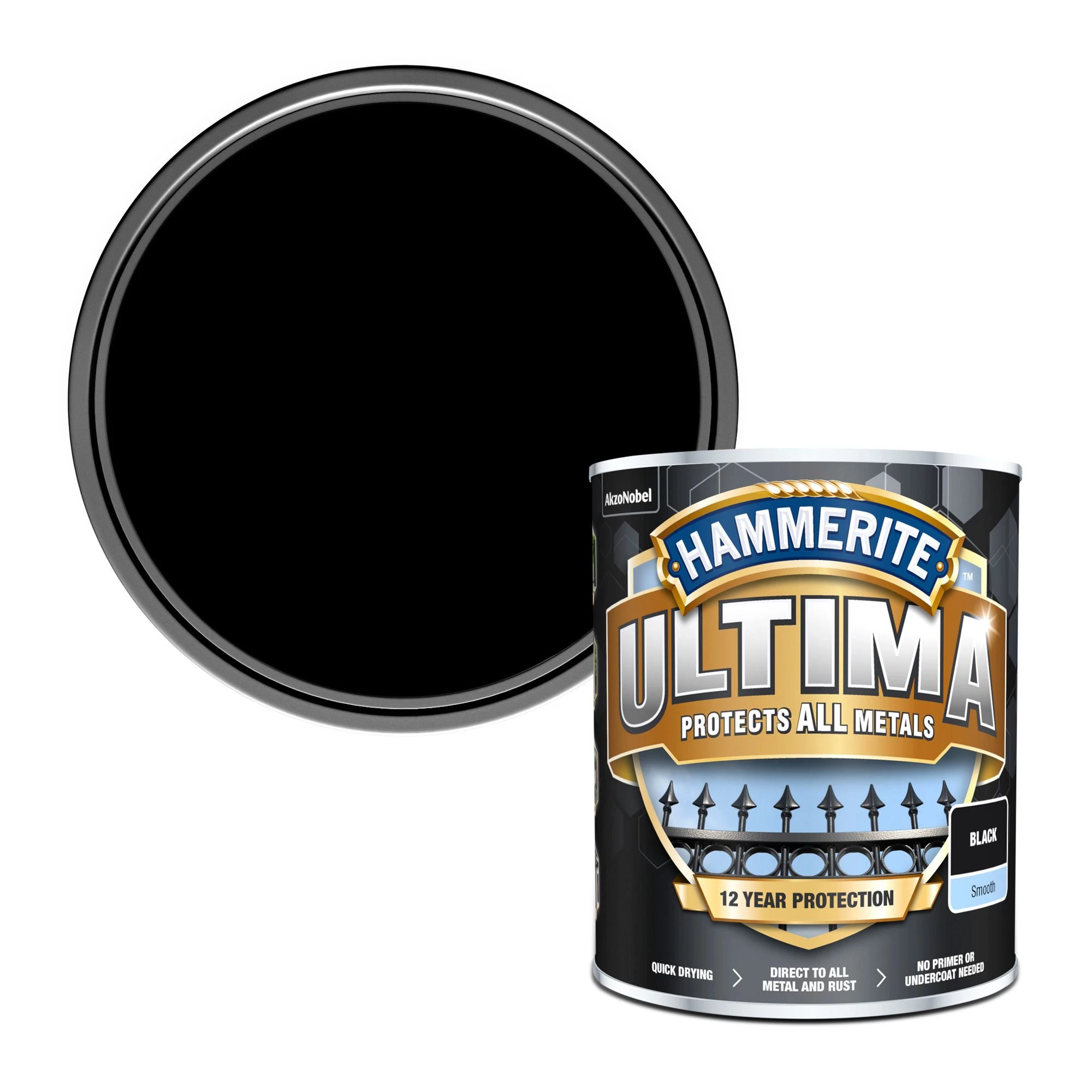 Hammerite Ultima Black Gloss Multi-surface Exterior Metal paint, 750ml Hammerite Ultima Black Gloss Multi-surface Exterior Metal Paint, 750ml -Trade Point Sale Shop hammerite ultima black gloss multi surface exterior metal paint 750ml5010212651872 02c bq