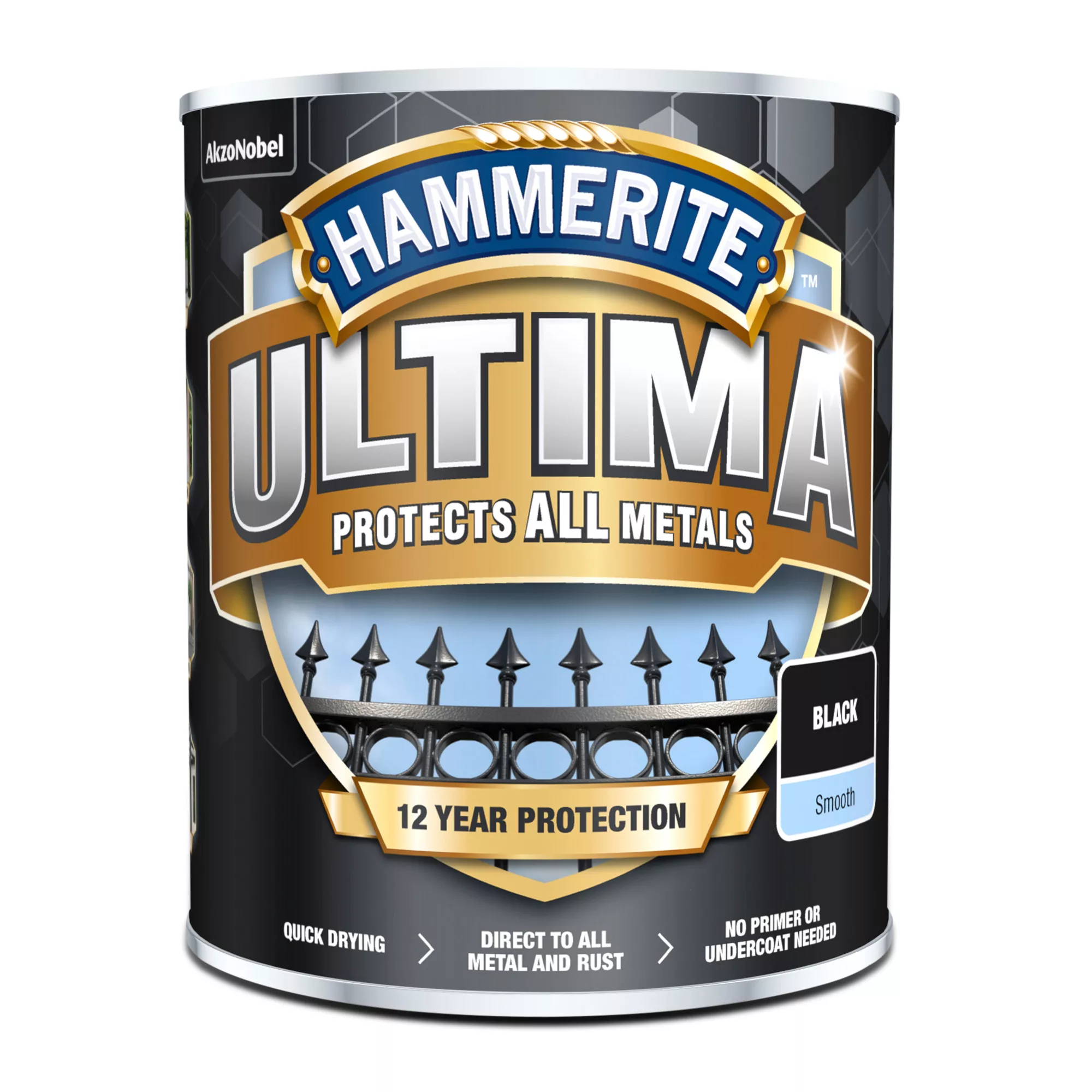 Hammerite Ultima Black Gloss Multi-surface Exterior Metal paint, 750ml Hammerite Ultima Black Gloss Multi-surface Exterior Metal Paint, 750ml -Trade Point Sale Shop hammerite ultima black gloss multi surface exterior metal paint 750ml5010212651872 08c bq