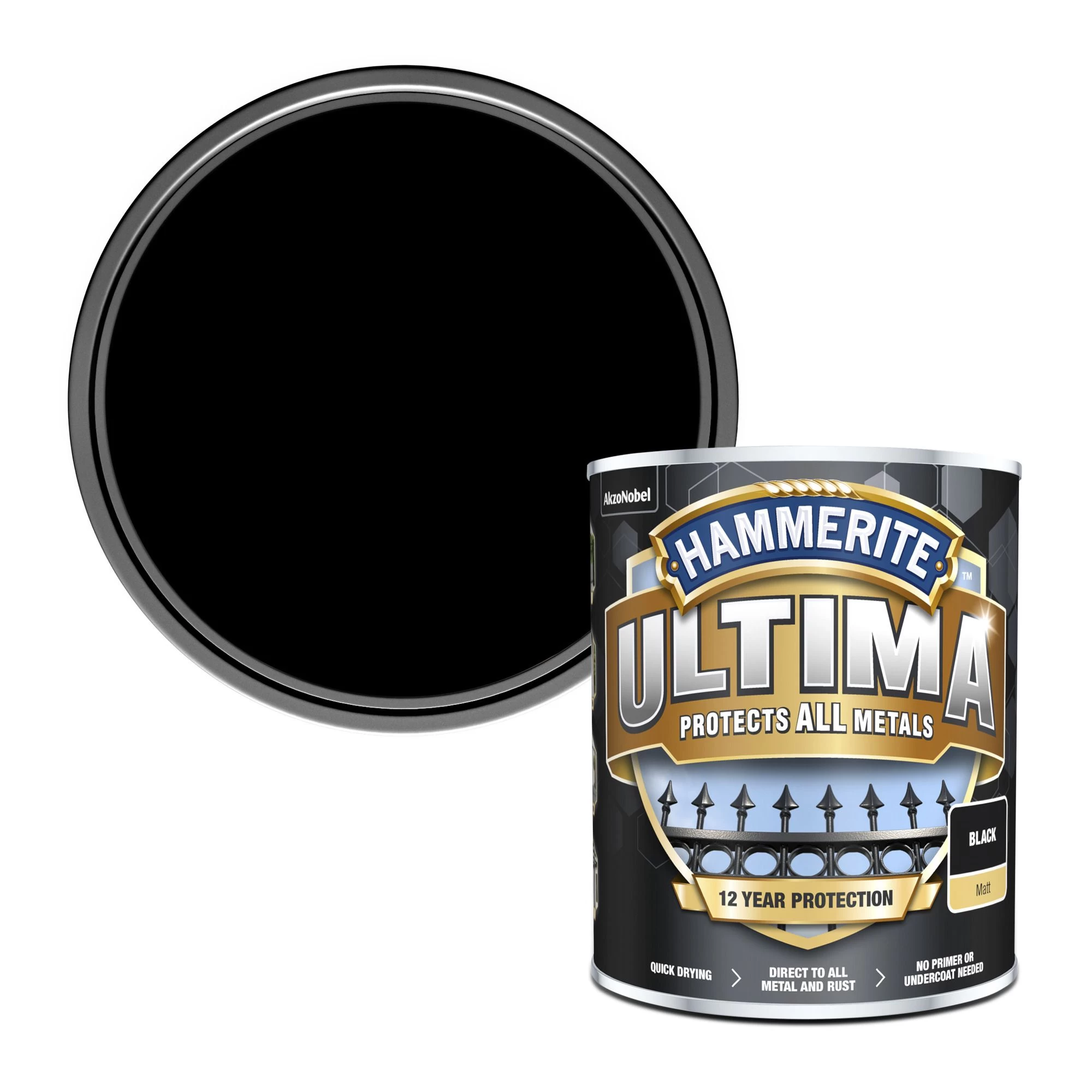 Hammerite Ultima Black Matt Multi-surface Exterior Metal paint, 750ml Hammerite Ultima Black Matt Multi-surface Exterior Metal Paint, 750ml -Trade Point Sale Shop hammerite ultima black matt multi surface exterior metal paint 750ml5010212651933 02c bq